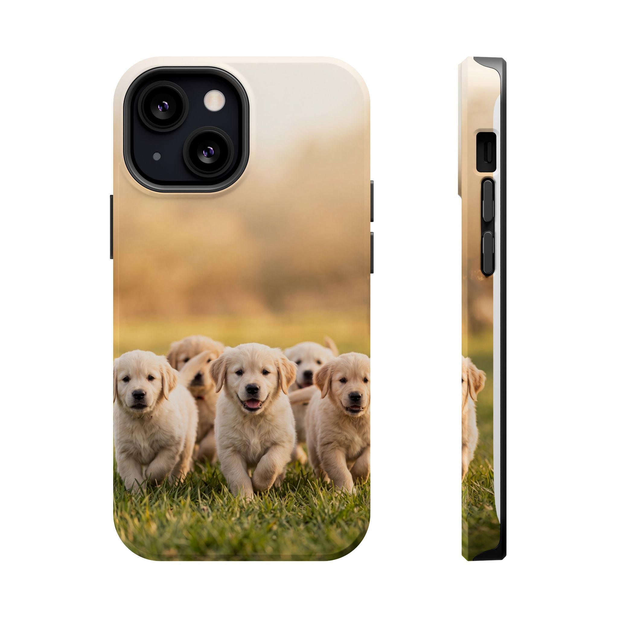 Golden Retriever Puppies Phone Case — Impact-Resistant Wireless Charging Cover