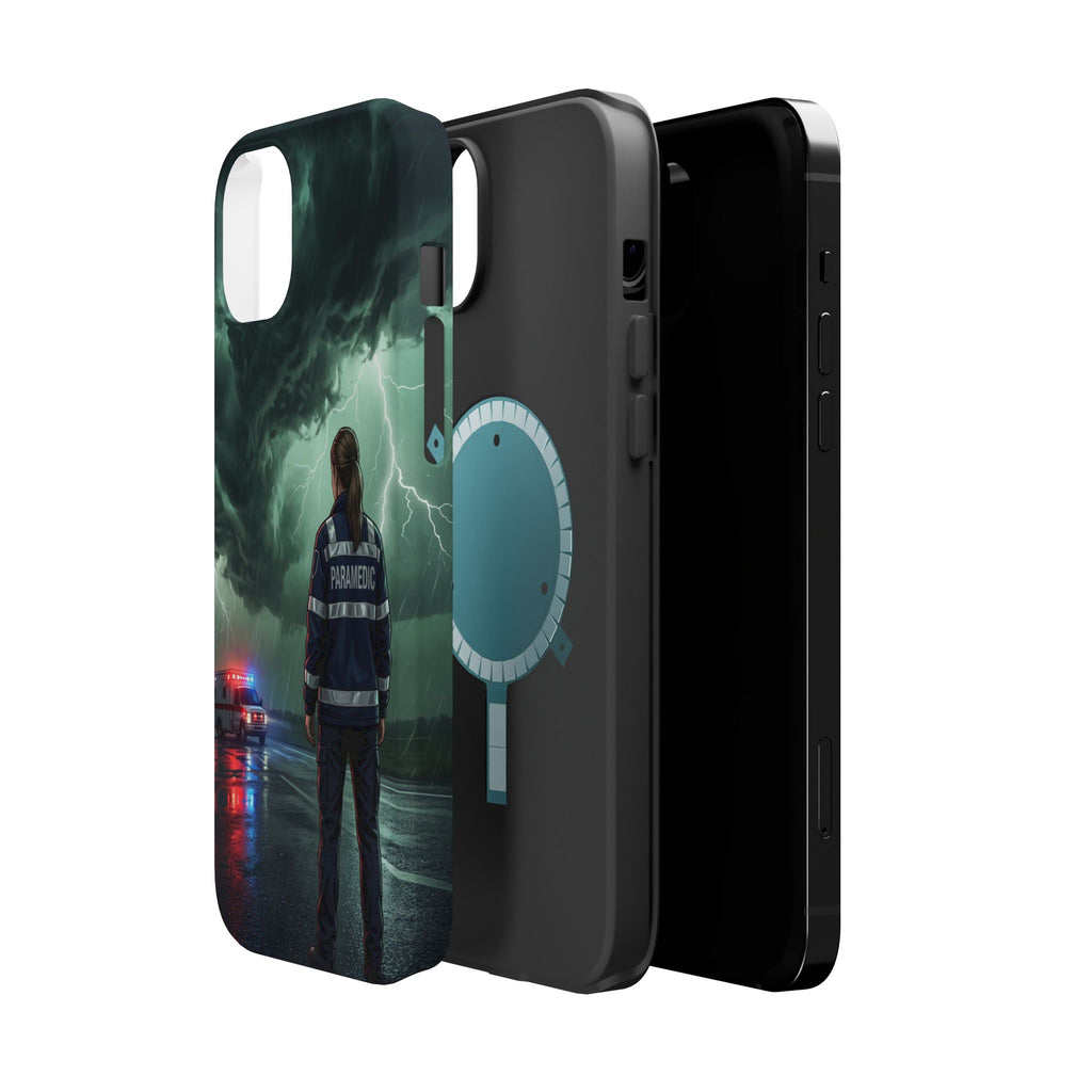 Female Paramedic Green Storm Phone Case — Magnetic Wireless Charging Cover