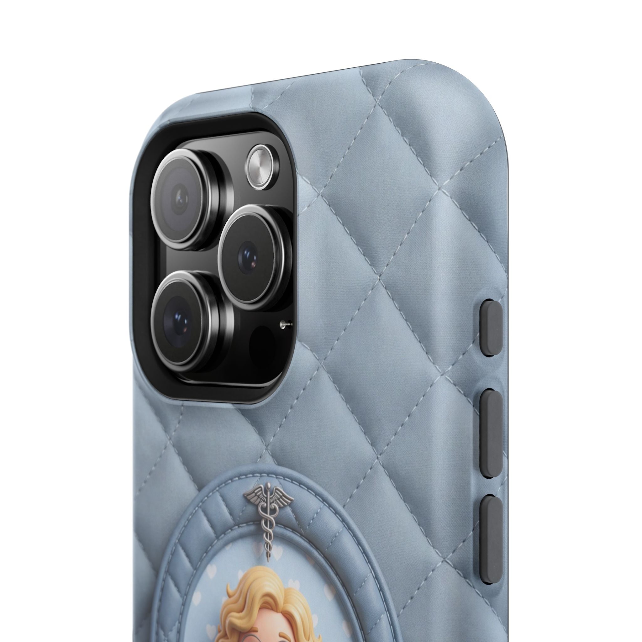 Personalized Quilted Nurse Phone Case — Wireless Charging Cover