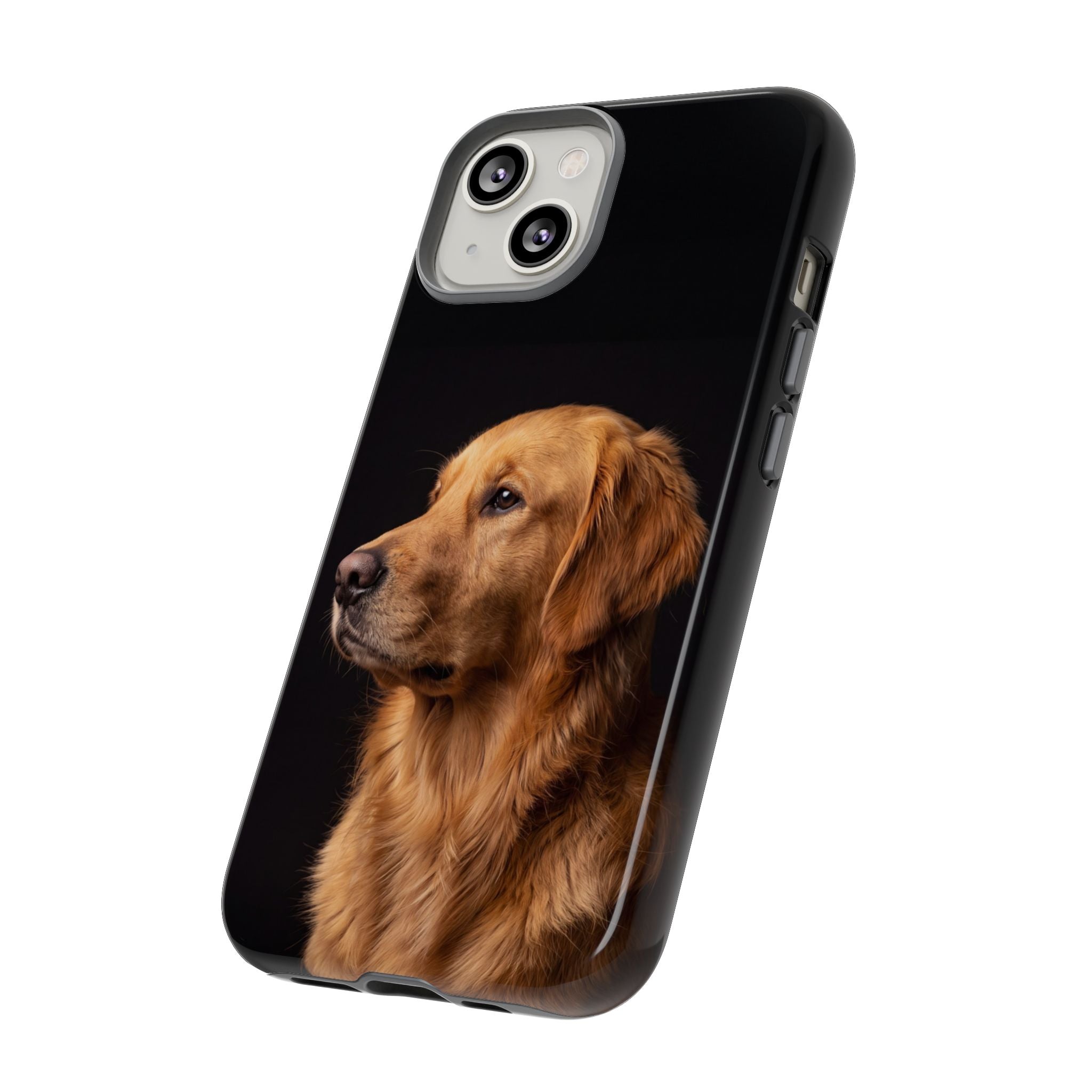 Golden Retriever Portrait Phone Case | Realistic Dog Photo on Black Background | iPhone & Samsung