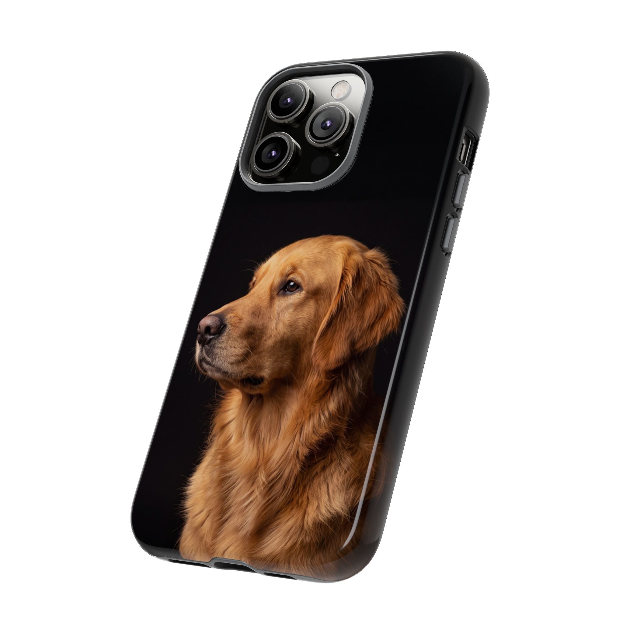 Golden Retriever Portrait Phone Case | Realistic Dog Photo on Black Background | iPhone & Samsung
