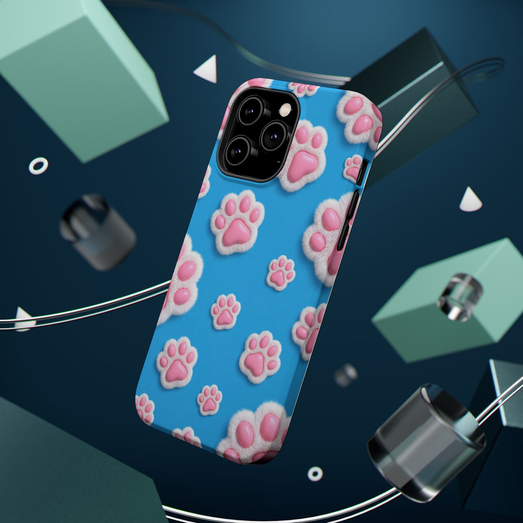 Fluffy Paw Print Phone Case | Cute 3D Pink Paw Pattern Case for Dog & Cat Lovers | iPhone & Samsung