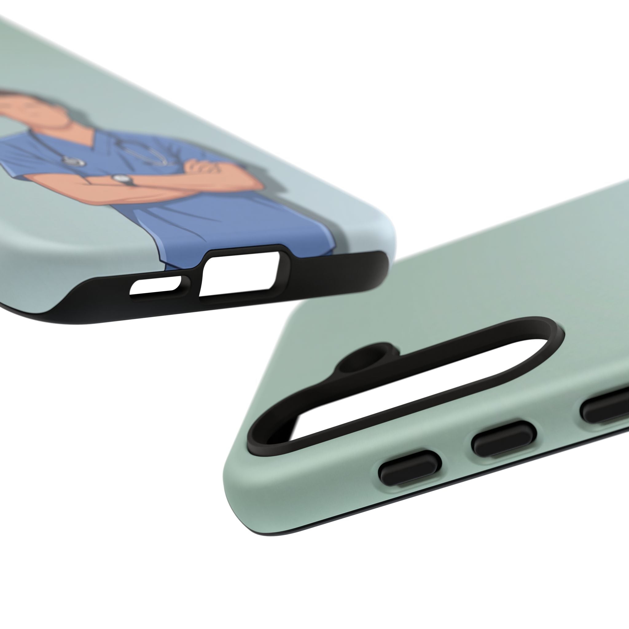 Male Nurse Phone Case | Confident Nurse in Blue Scrubs Illustration | iPhone & Samsung