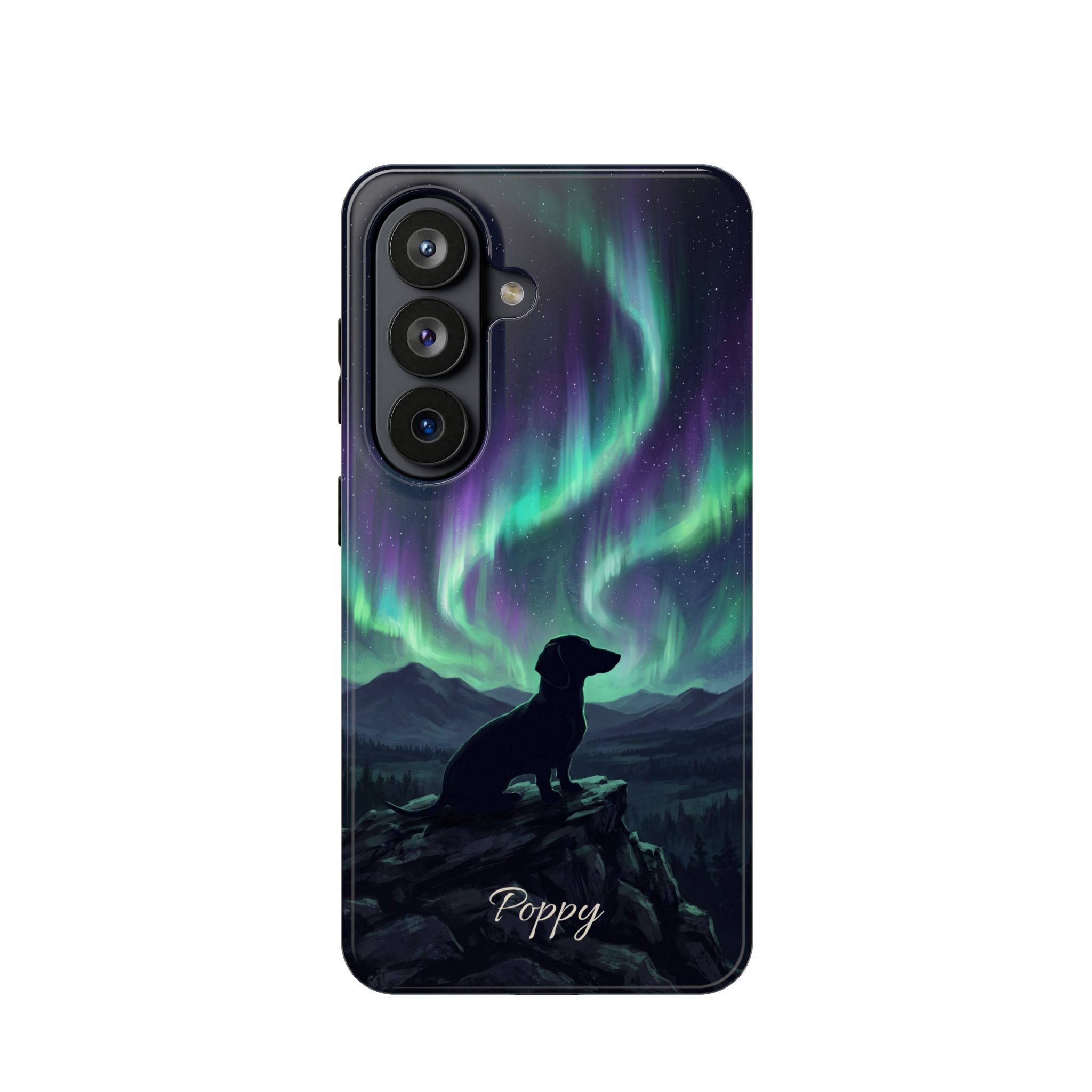 Personalized Dachshund Northern Lights Phone Case — Wireless Charging Cover