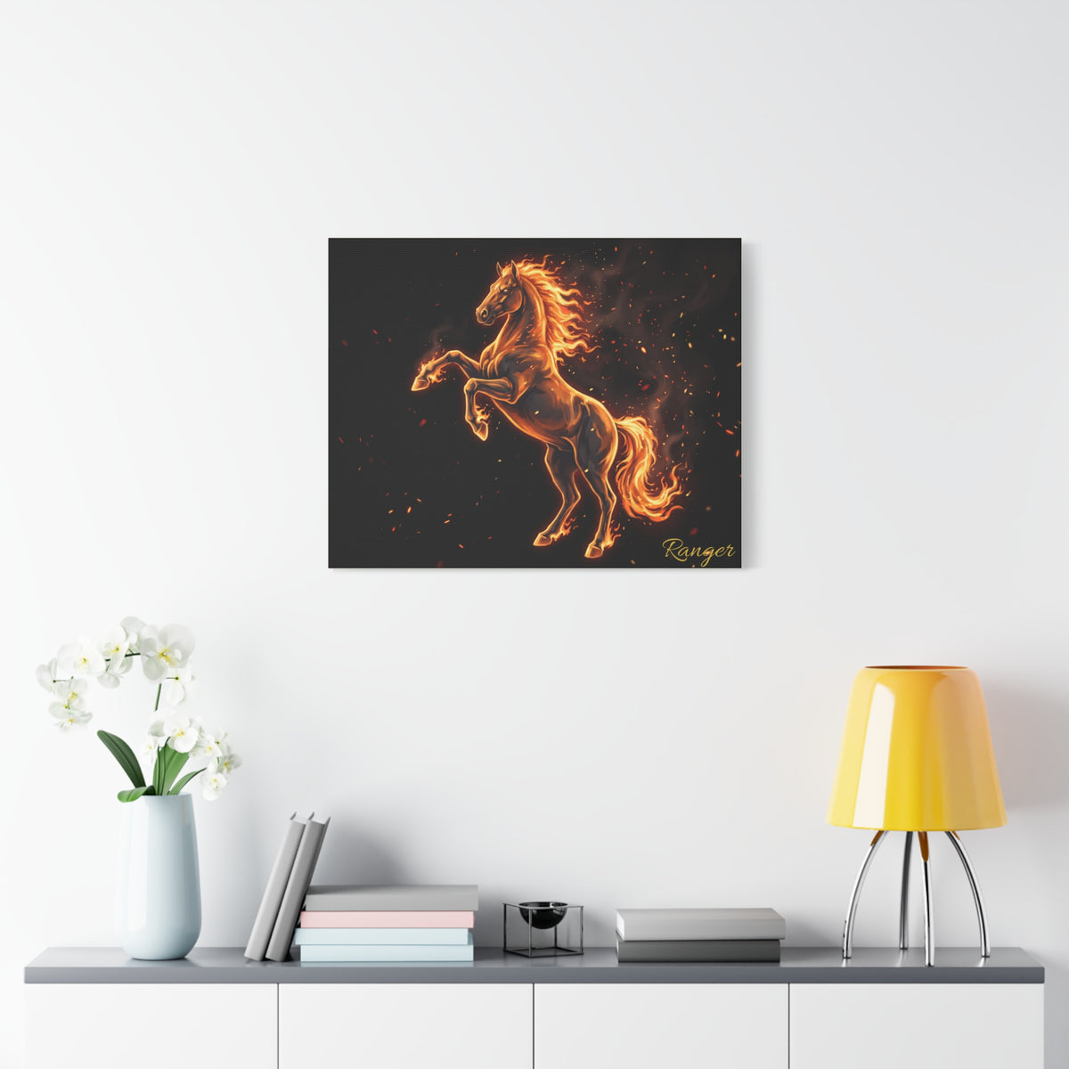 Horse Personalized Canvas | Fire and Embers Rearing Horse Wall Art