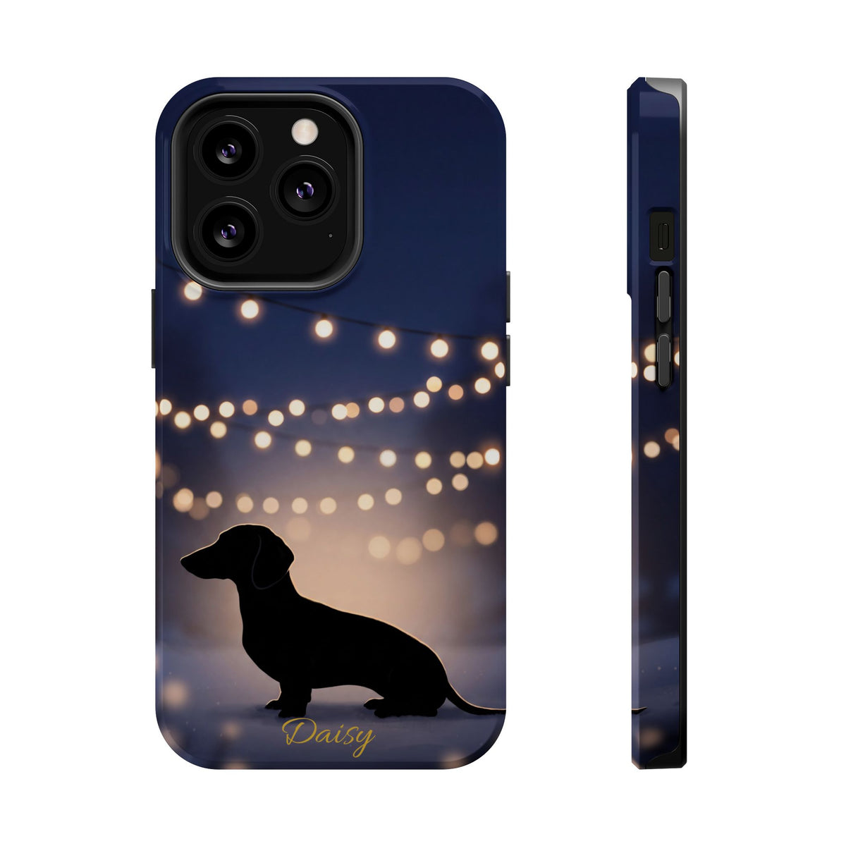 Personalized Dachshund Fairy Lights Phone Case — Wireless Charging Cover