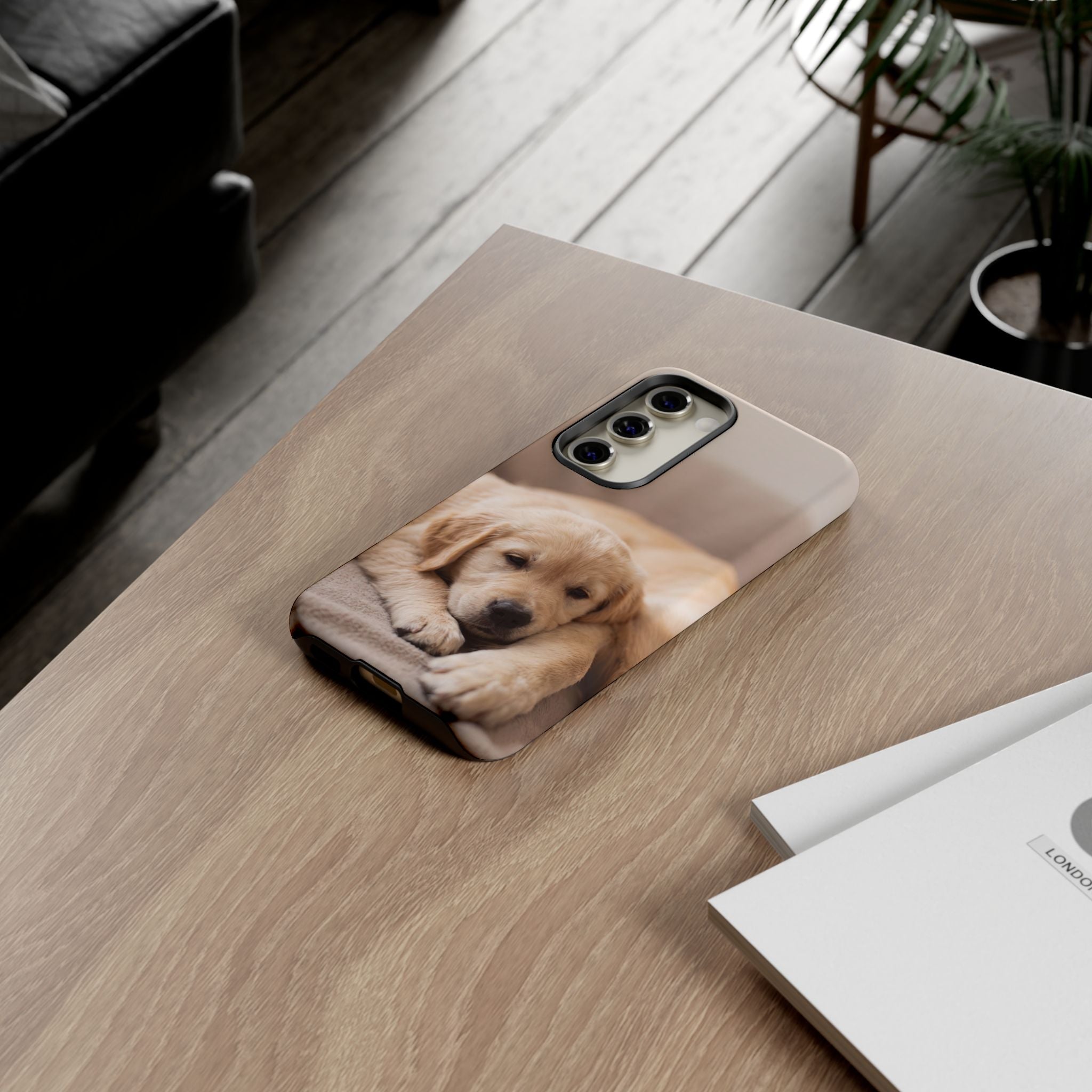 Sleepy Golden Retriever Puppy Phone Case | Cozy Cuddly Puppy Portrait | Samsung & iPhone