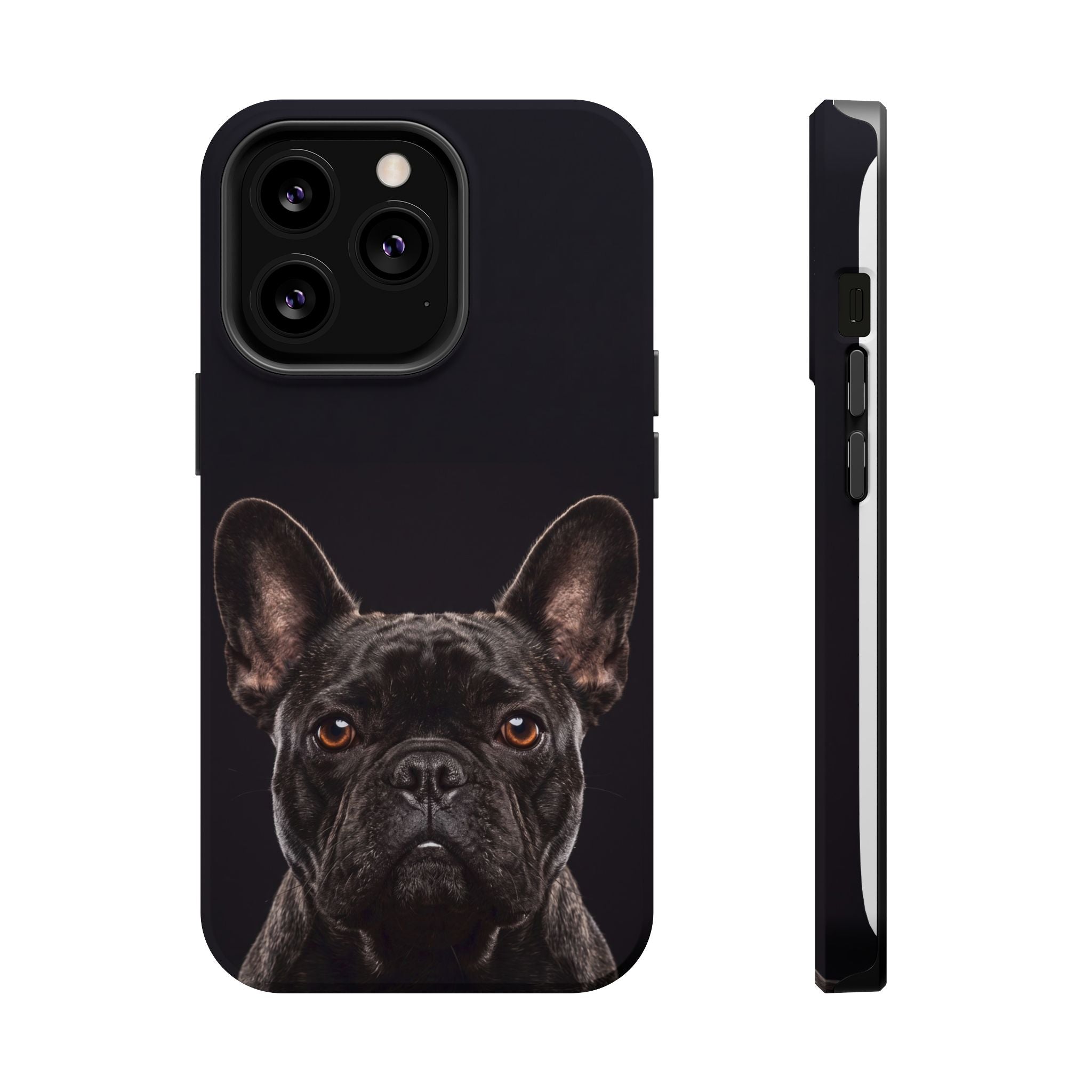 Black French Bulldog Phone Case — Impact-Resistant Wireless Charging Cover