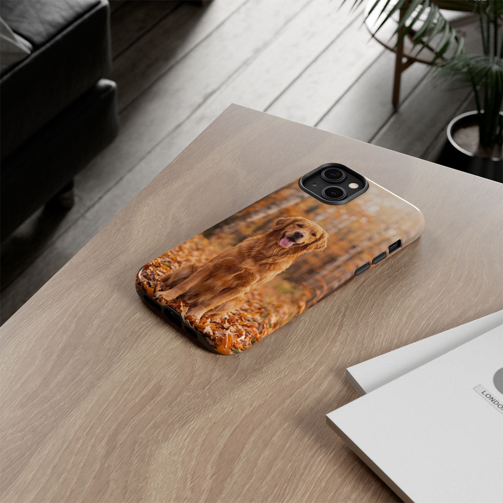 Golden Retriever Autumn Forest Phone Case | Happy Dog in Fall Foliage | Samsung & iPhone