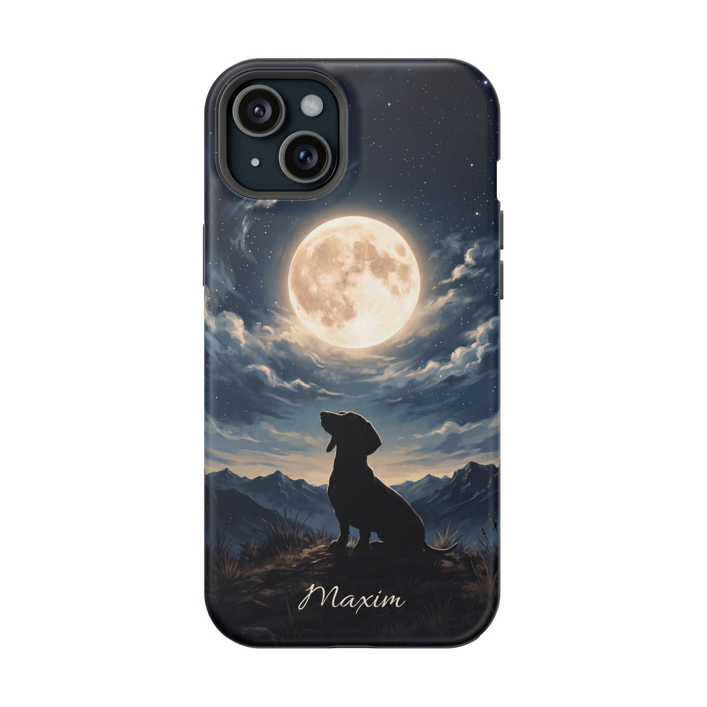 Personalized Dachshund Moonlight Phone Case — Wireless Charging Cover
