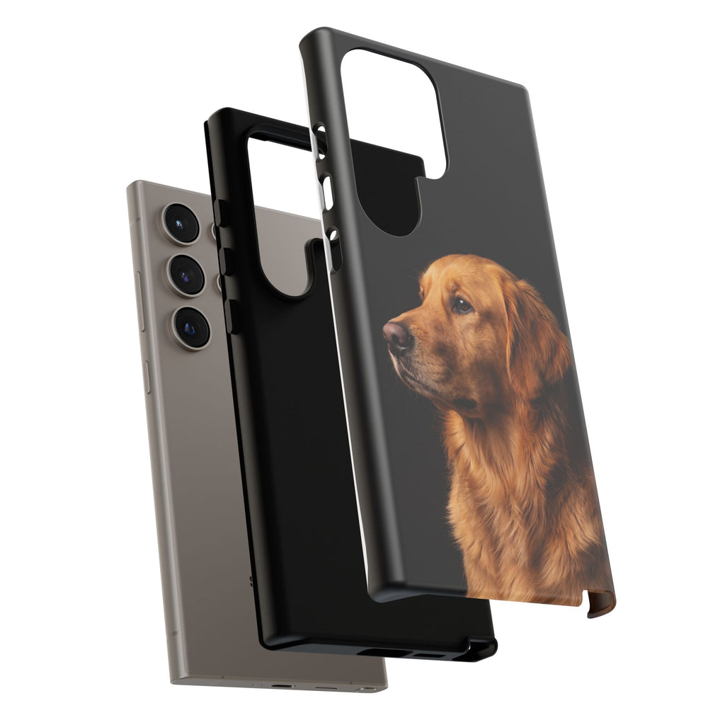 Golden Retriever Portrait Phone Case | Realistic Dog Photo on Black Background | iPhone & Samsung