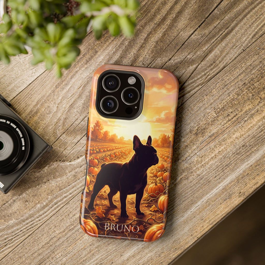 Personalized French Bulldog Pumpkin Patch Phone Case — Wireless Charging Cover