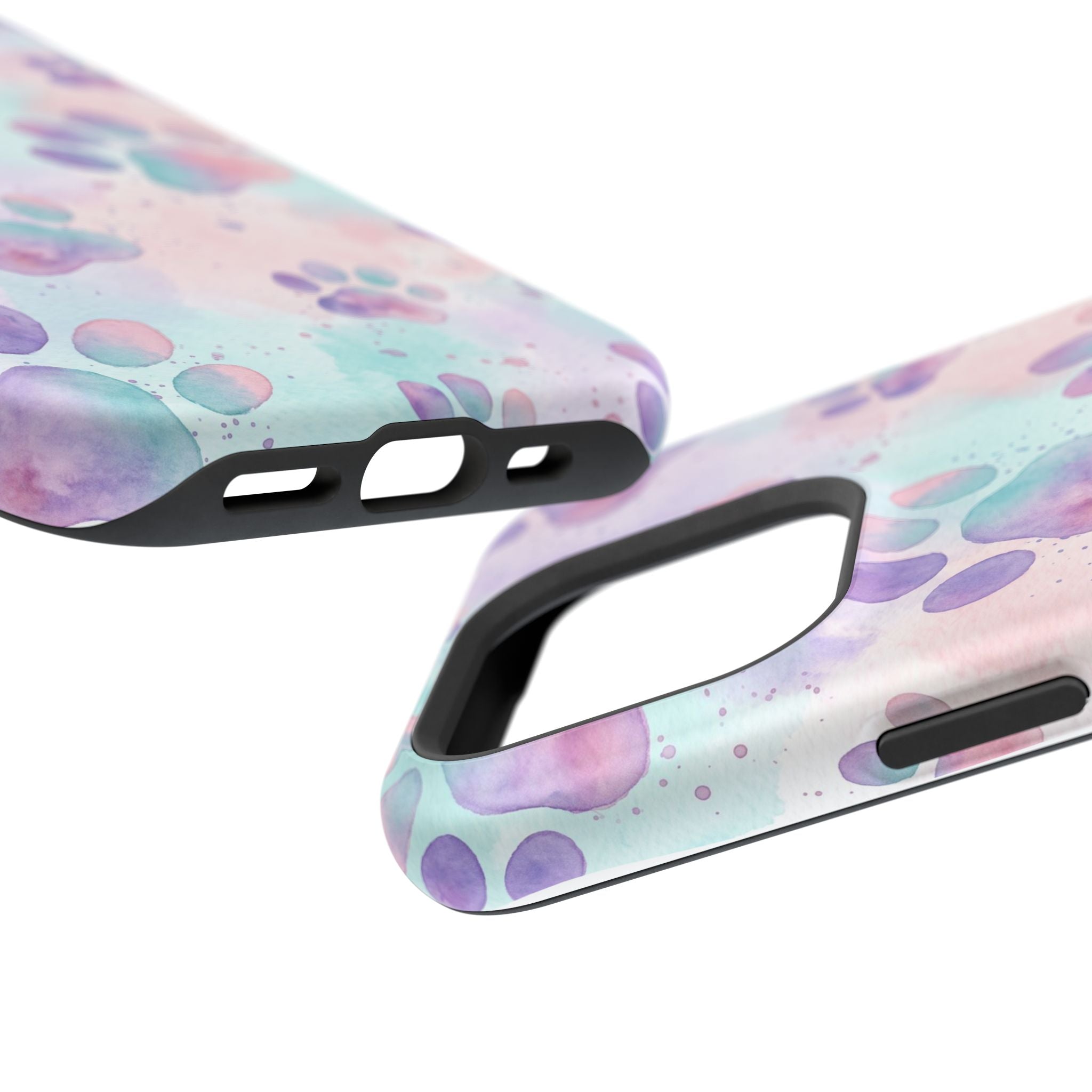 Watercolor Paw Print Phone Case — Impact-Resistant Wireless Charging Cover