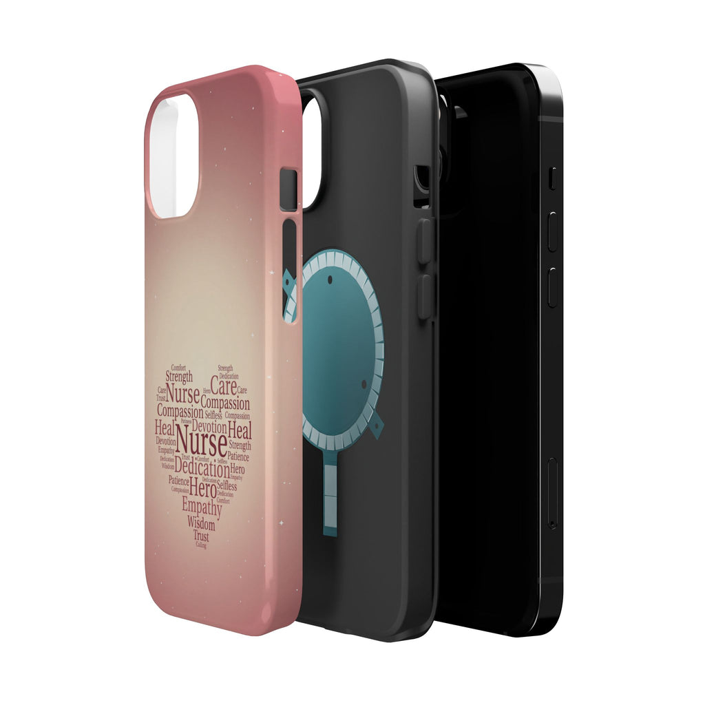 Nurse Heart Word Art Phone Case — Impact-Resistant Wireless Charging Cover