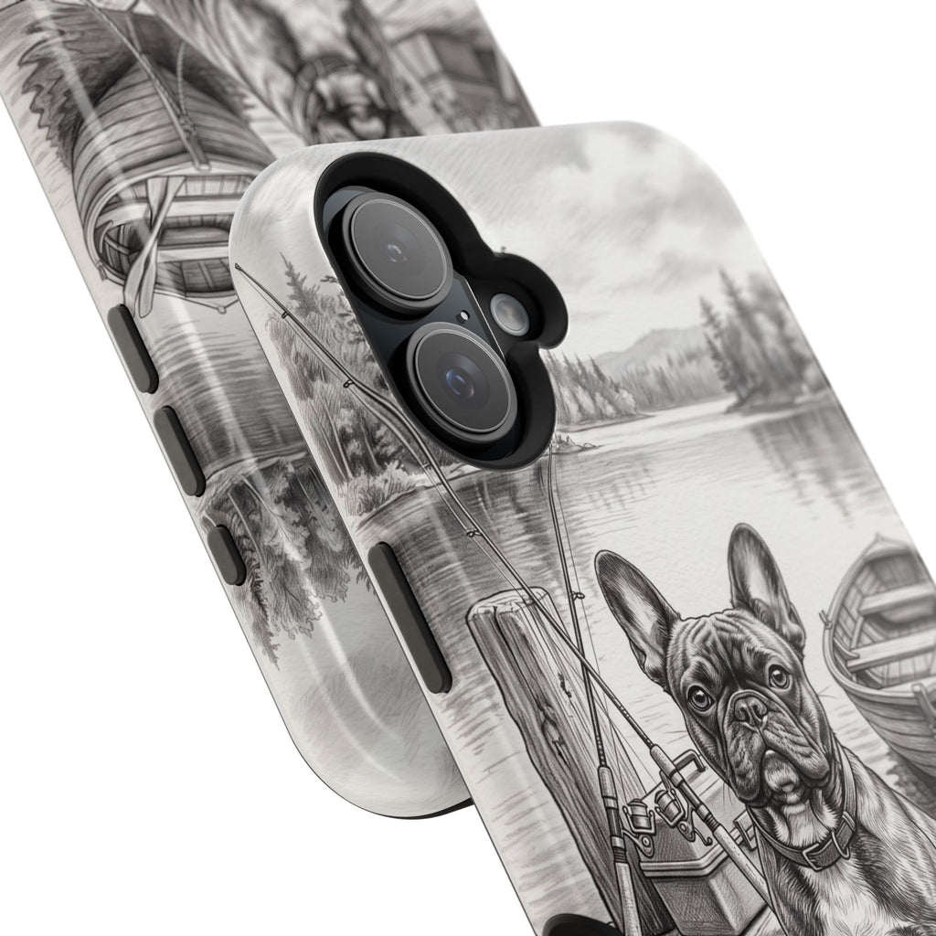 Personalized French Bulldog Lakeside Dock Phone Case — Wireless Charging Cover