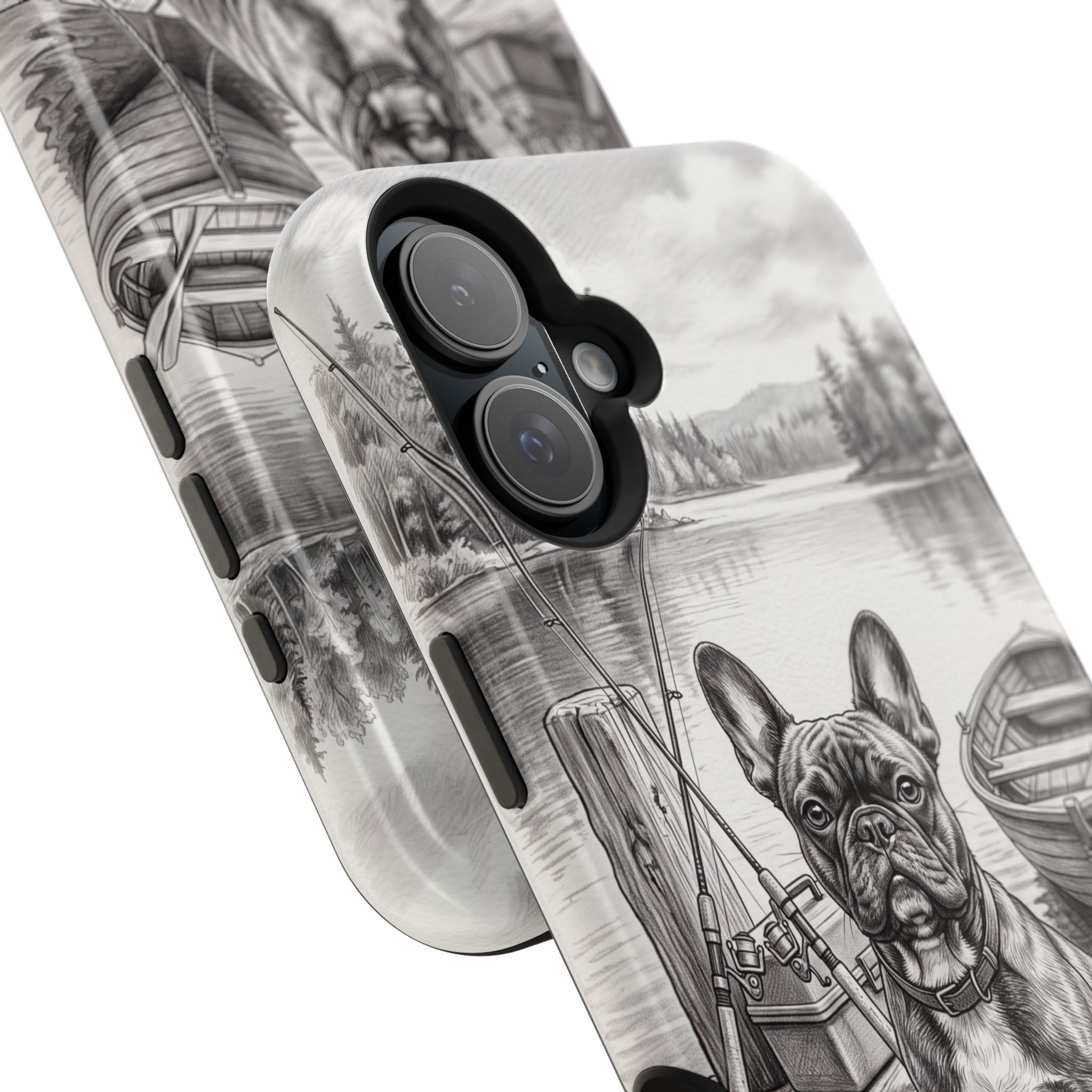 Personalized French Bulldog Lakeside Dock Phone Case — Wireless Charging Cover