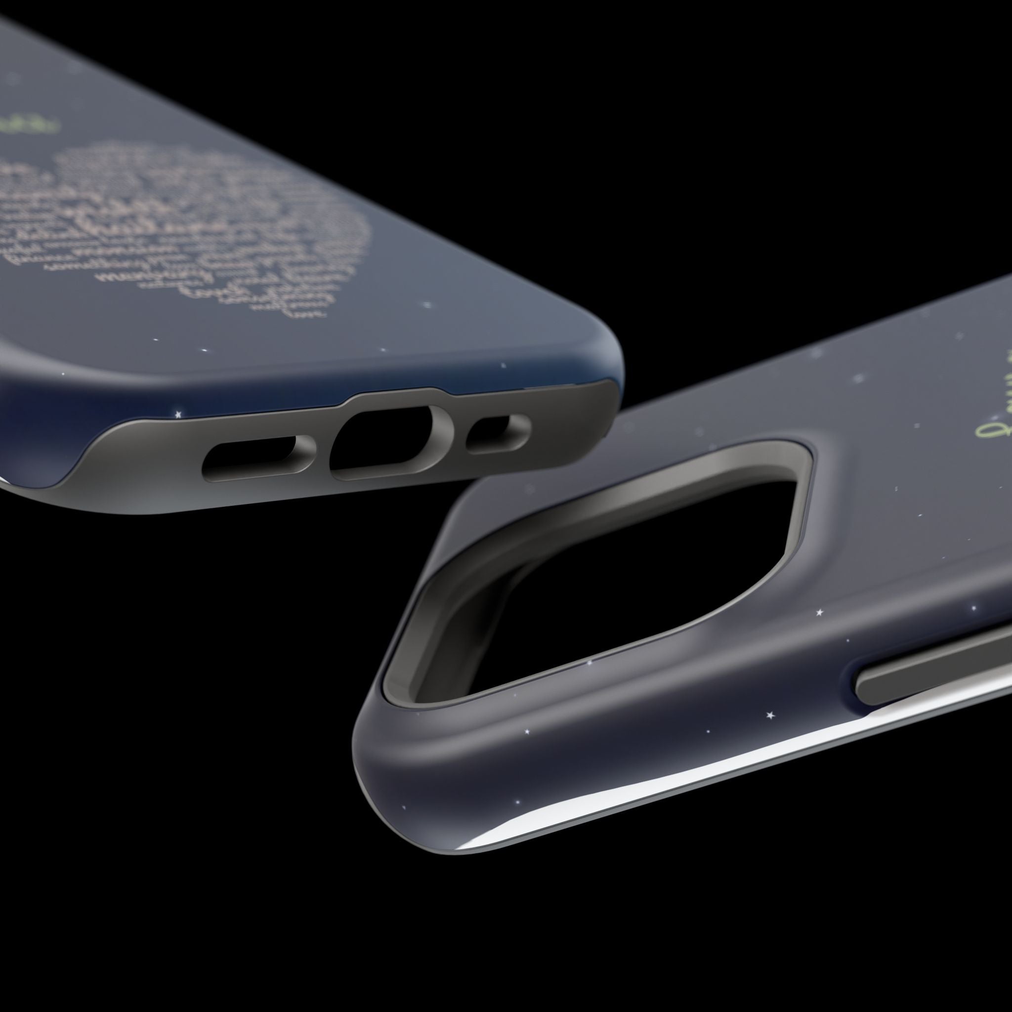 Personalized Teacher Heart Word Art Phone Case — Navy Wireless Charging Cover