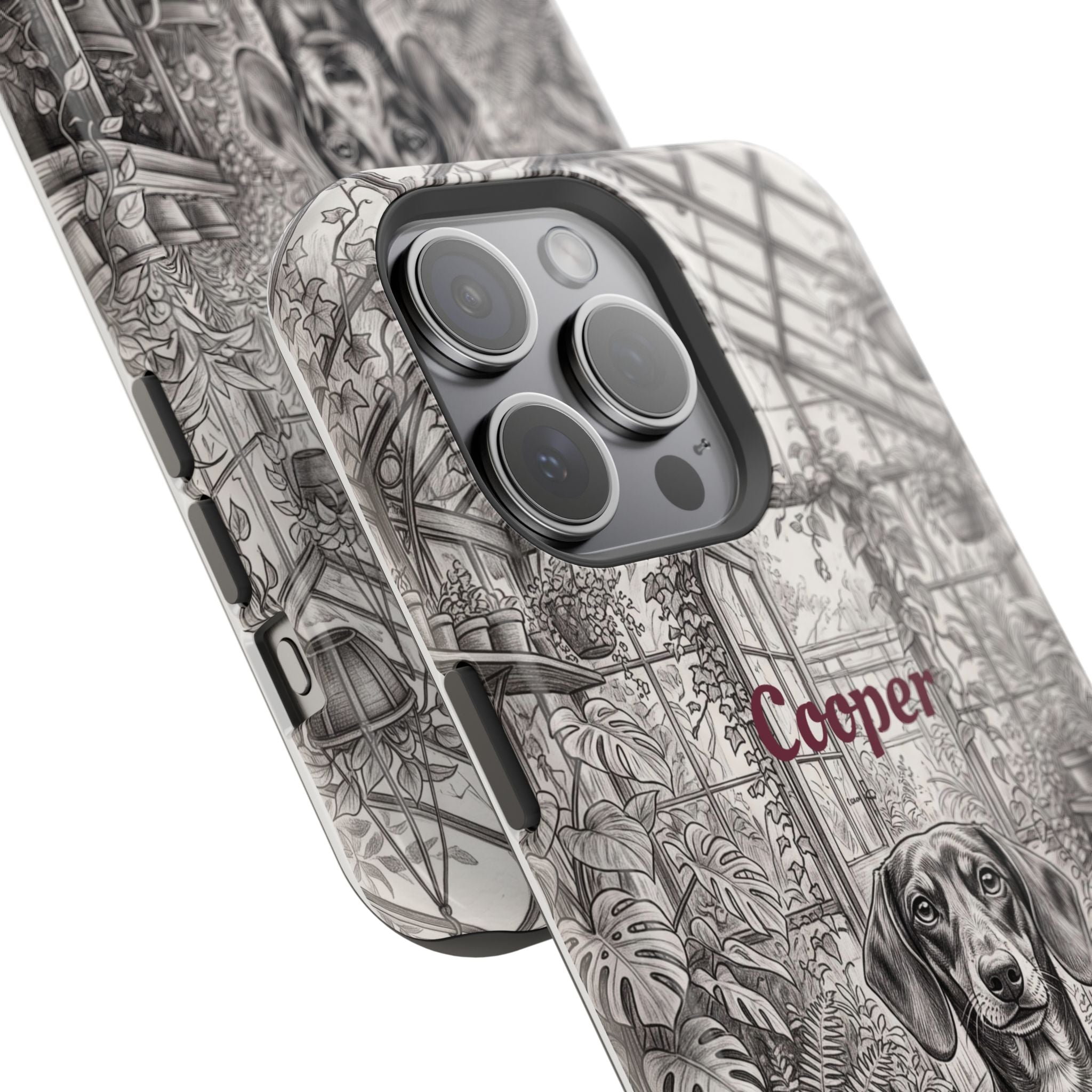 Personalized Dachshund Vintage Greenhouse Phone Case — Wireless Charging Cover