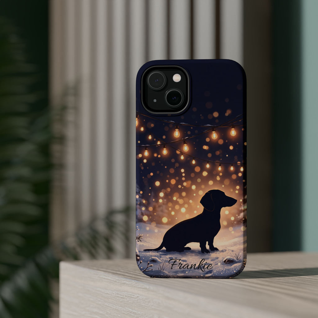 Personalized Dachshund Golden Sparks Phone Case — Wireless Charging Cover
