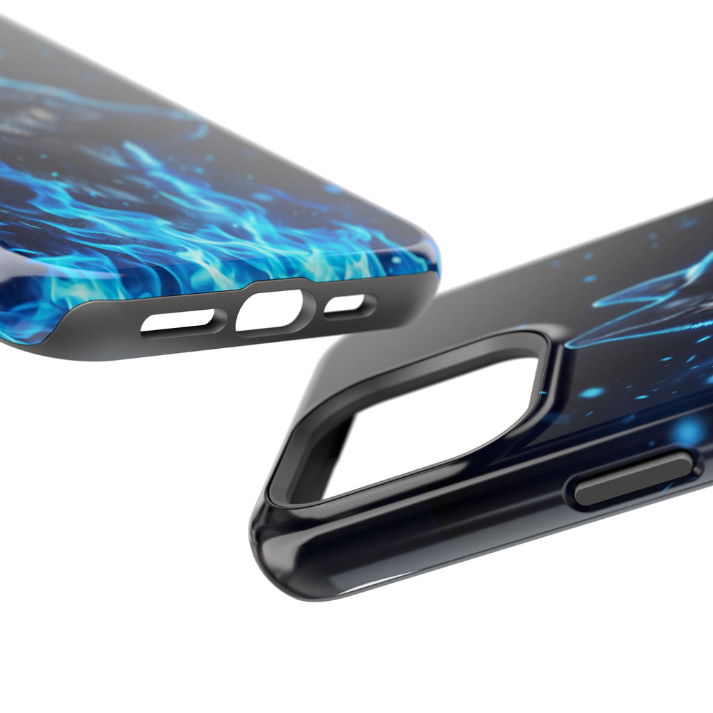 German Shepherd Phone Case | Blue Flame Art — Tough Magnetic Case with Wireless Charging