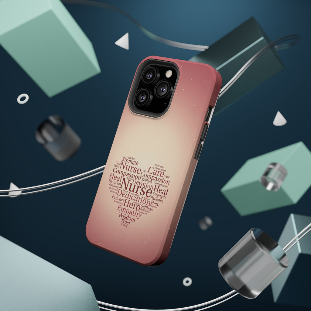 Nurse Heart Word Art Phone Case — Impact-Resistant Wireless Charging Cover