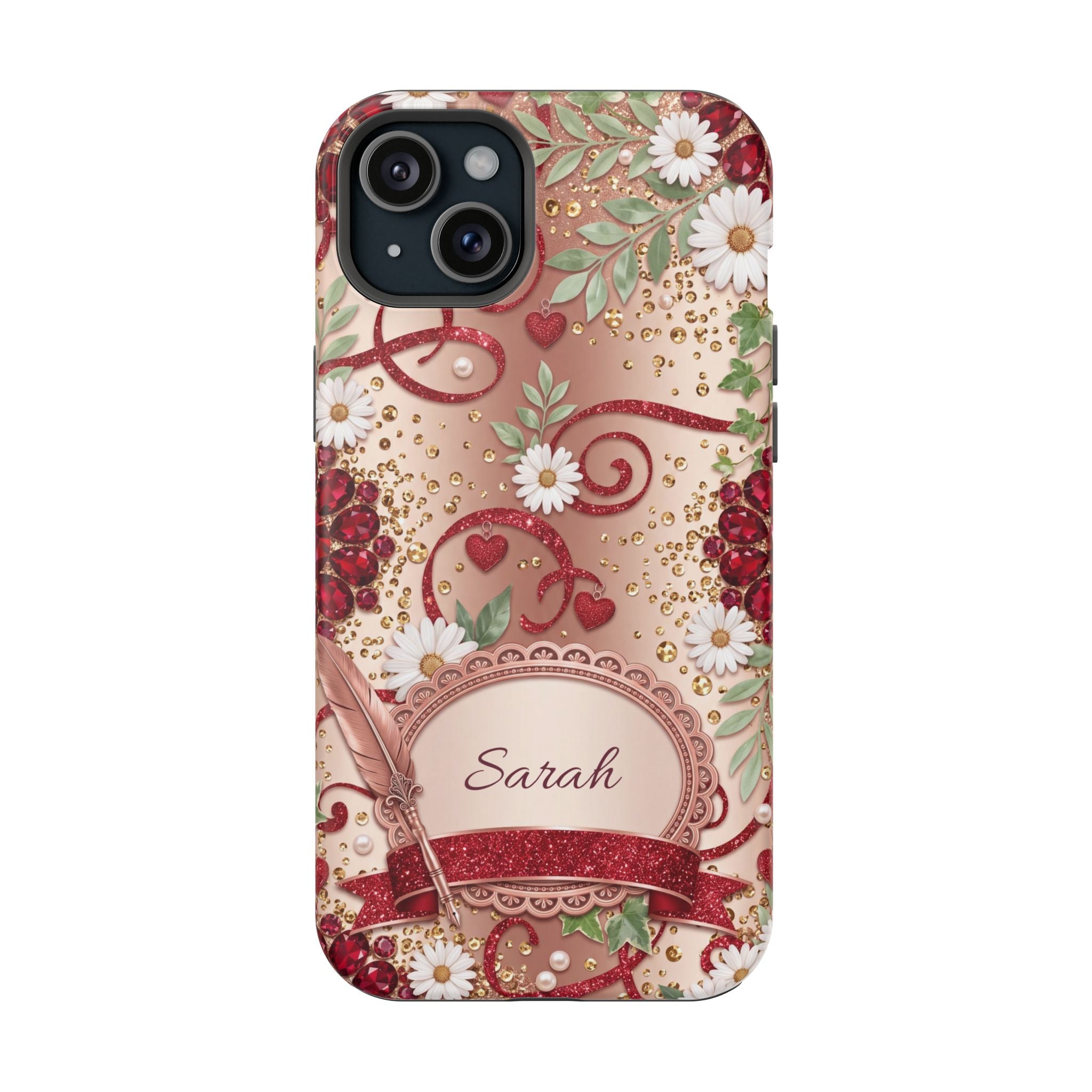Personalized Vintage Floral Teacher Phone Case — Wireless Charging Cover