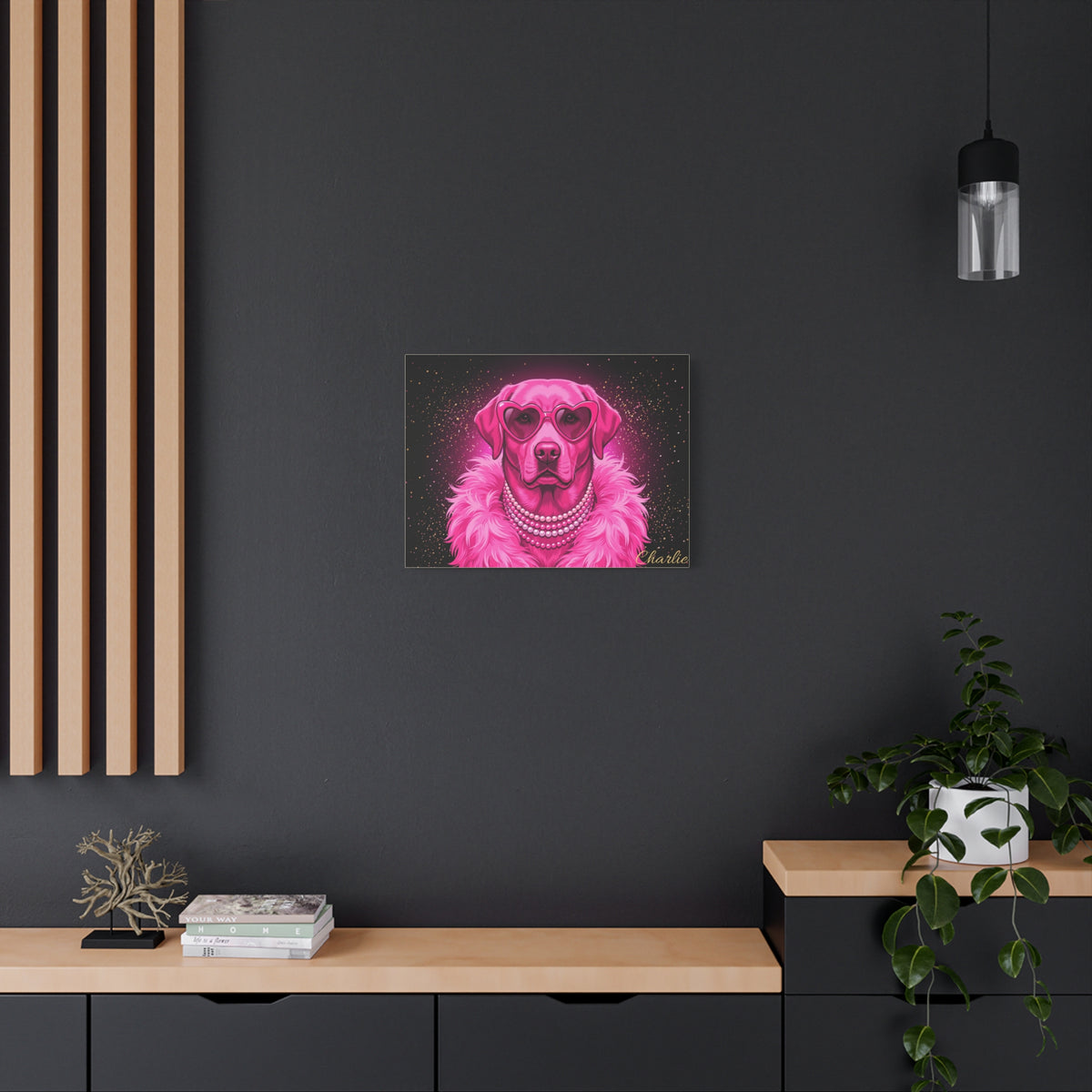 Labrador Personalized Canvas | Pink Glam Diva Wall Art