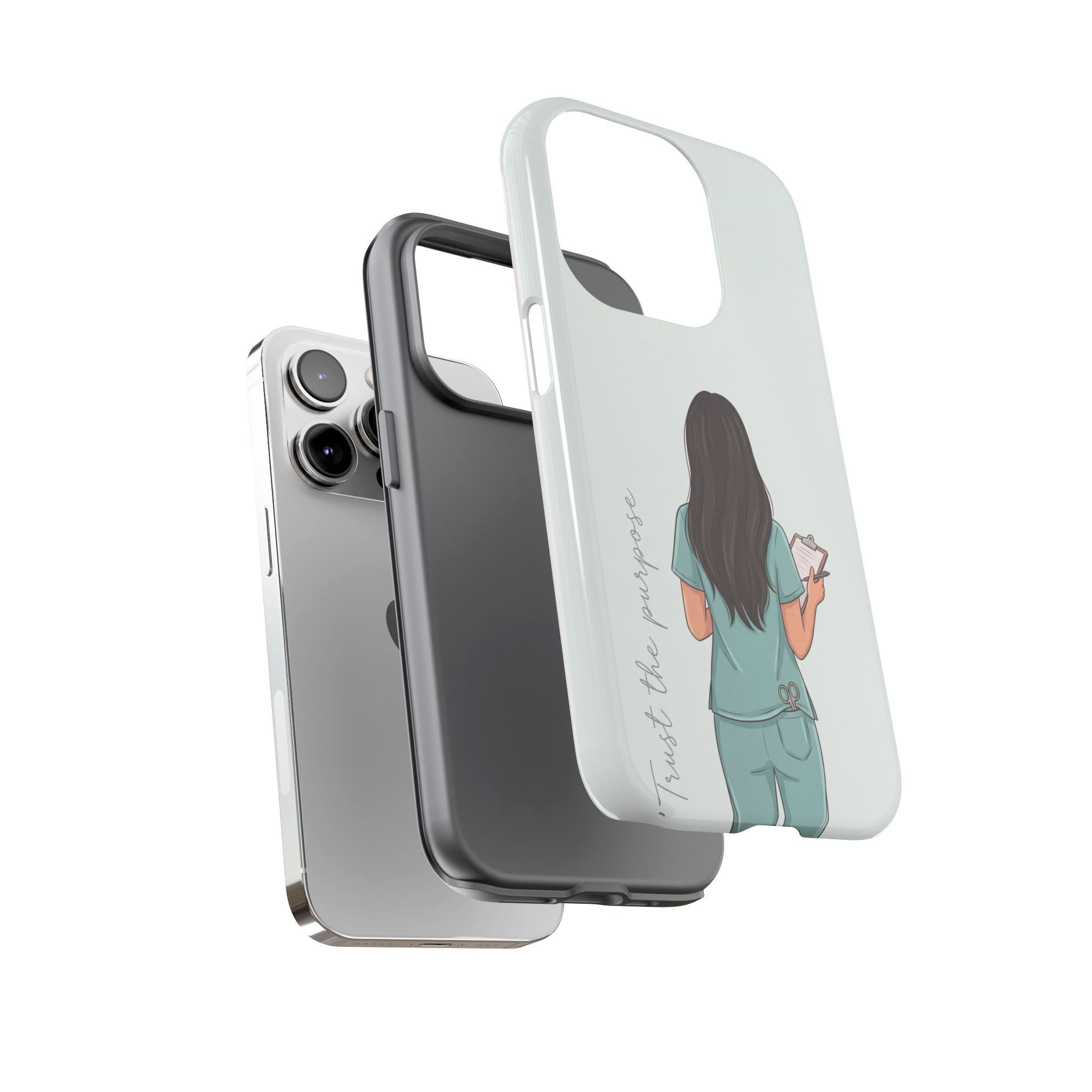 "Trust the Purpose" Nurse Phone Case | Illustrated Nurse in Scrubs Design | iPhone & Samsung