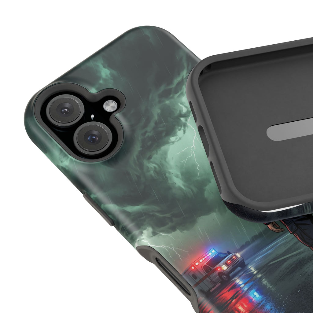 Female Paramedic Green Storm Phone Case — Magnetic Wireless Charging Cover