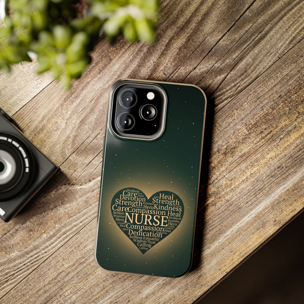Nurse Heart Tough Phone Case — Inspirational Word Cloud Tribute - iphone and Samsung Galaxy series