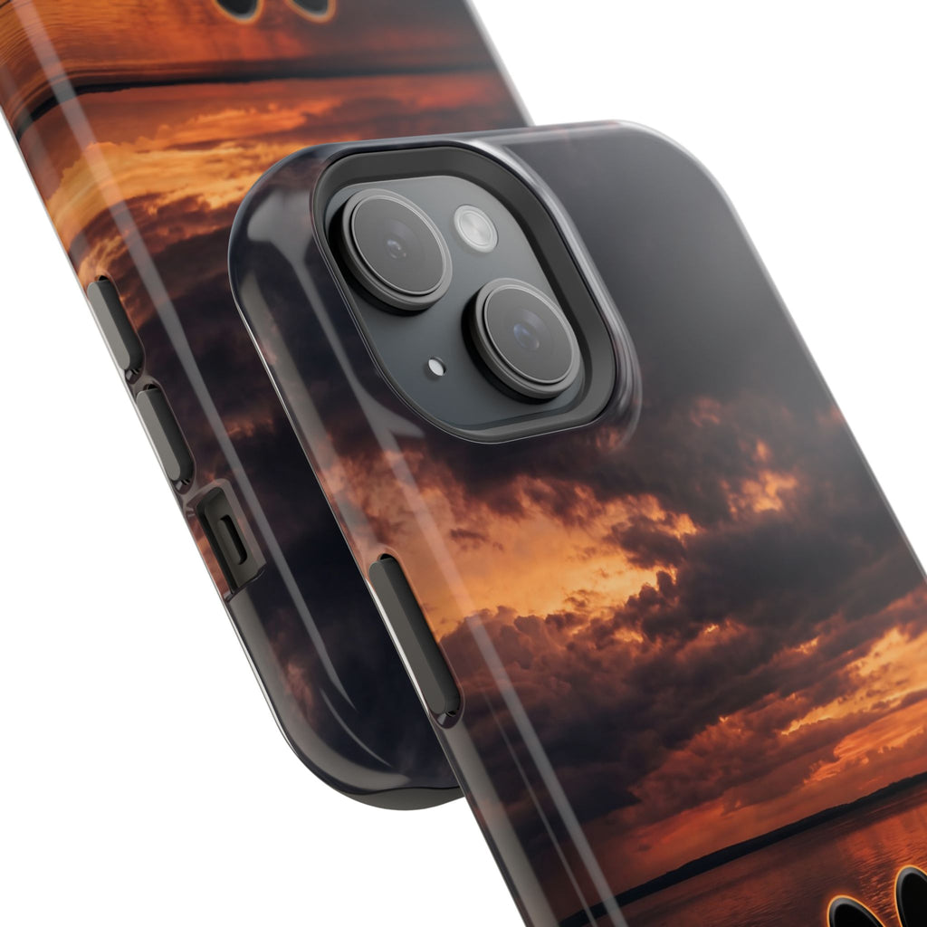 Sunset Paw Print Phone Case — Impact-Resistant Wireless Charging Cover