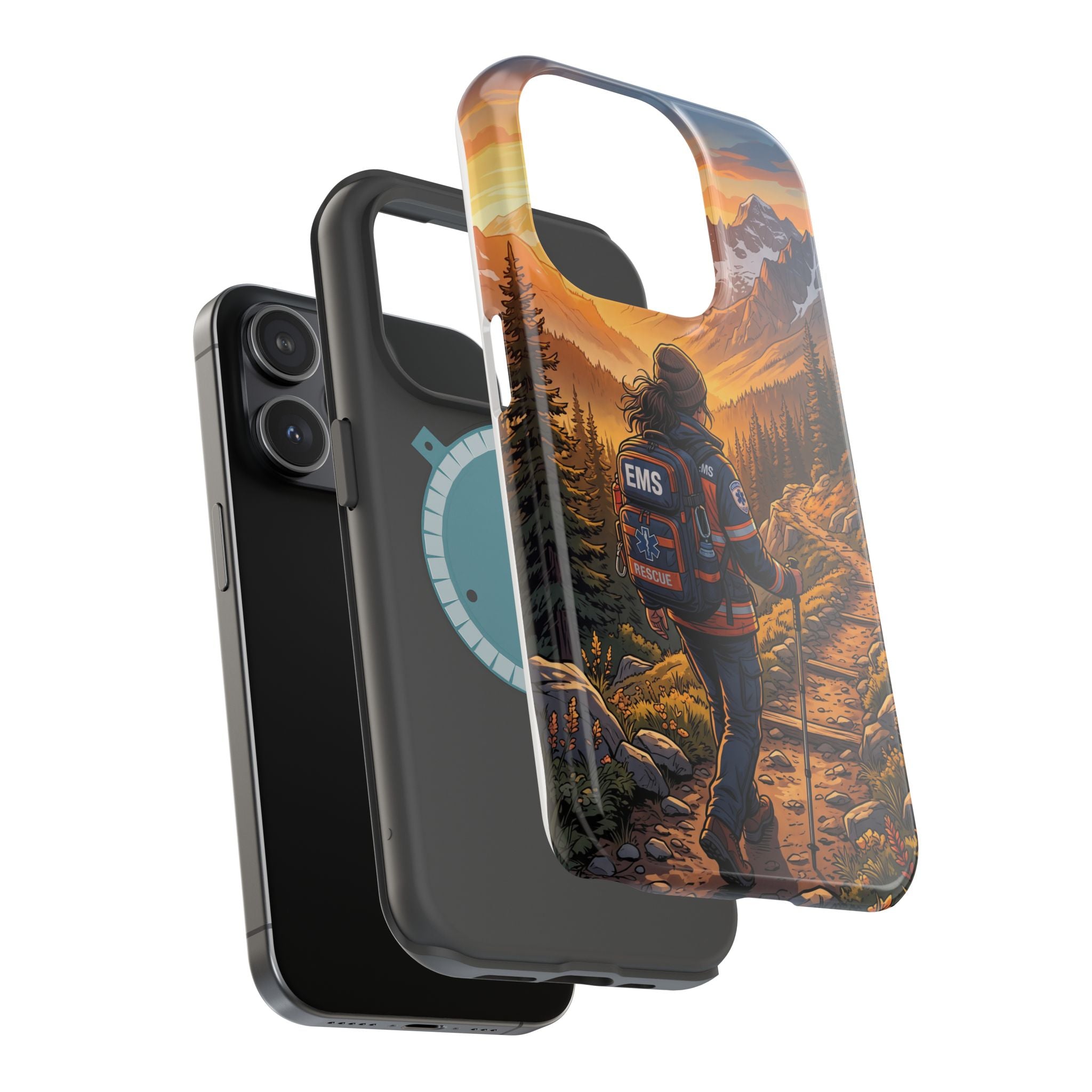 Paramedic/EMT Mountain Phone Case — Magnetic Wireless Charging Cover