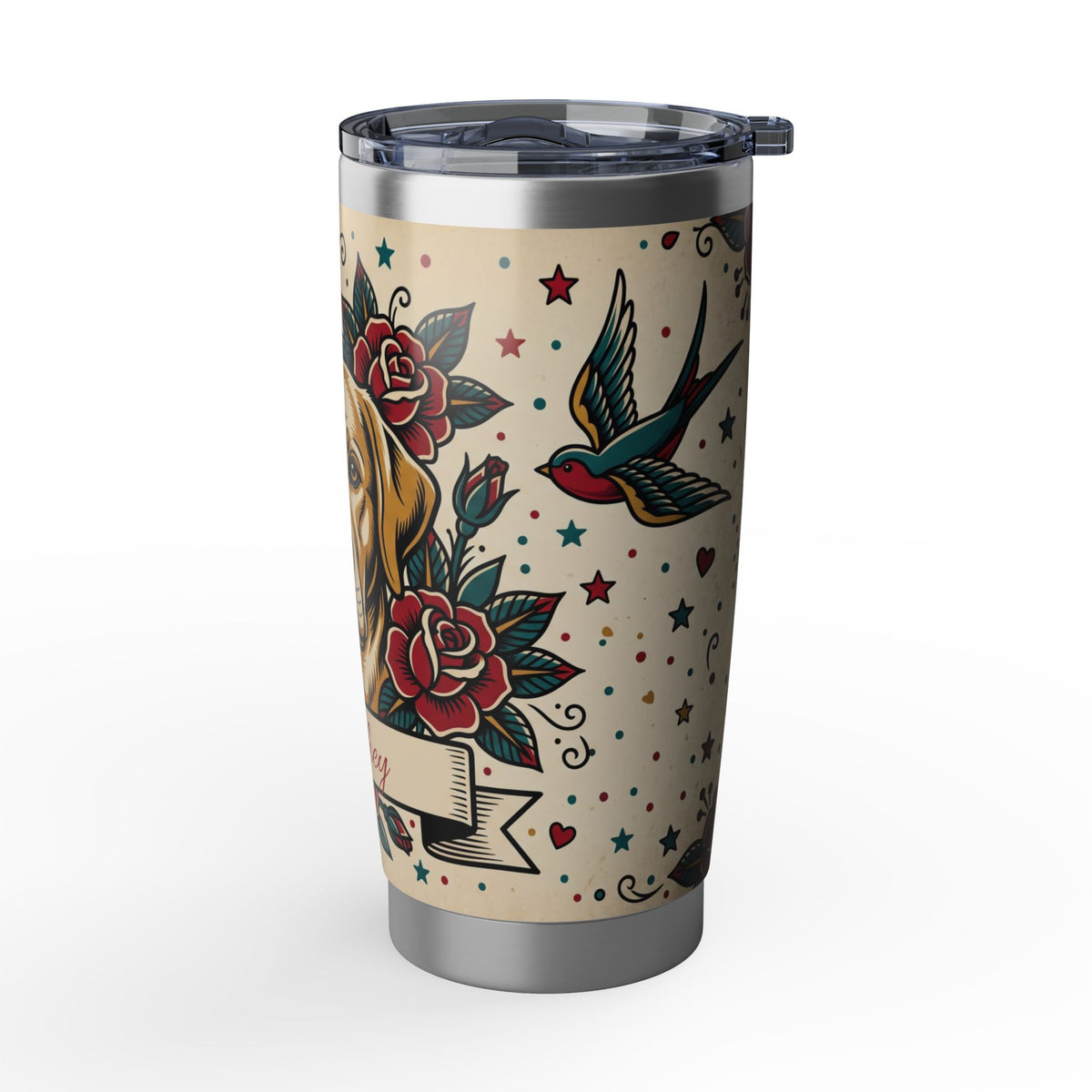 Labrador Personalized Tumbler | Tattoo Flash Art — 20 oz Stainless Travel Mug