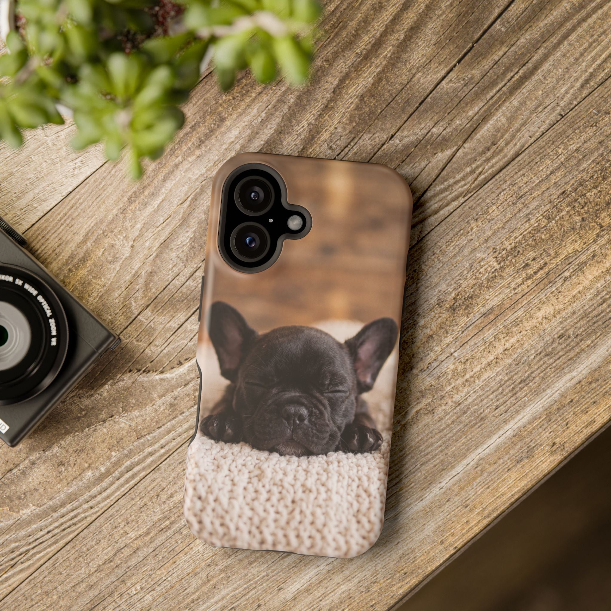 Sleepy French Bulldog Phone Case — Impact-Resistant Wireless Charging Cover
