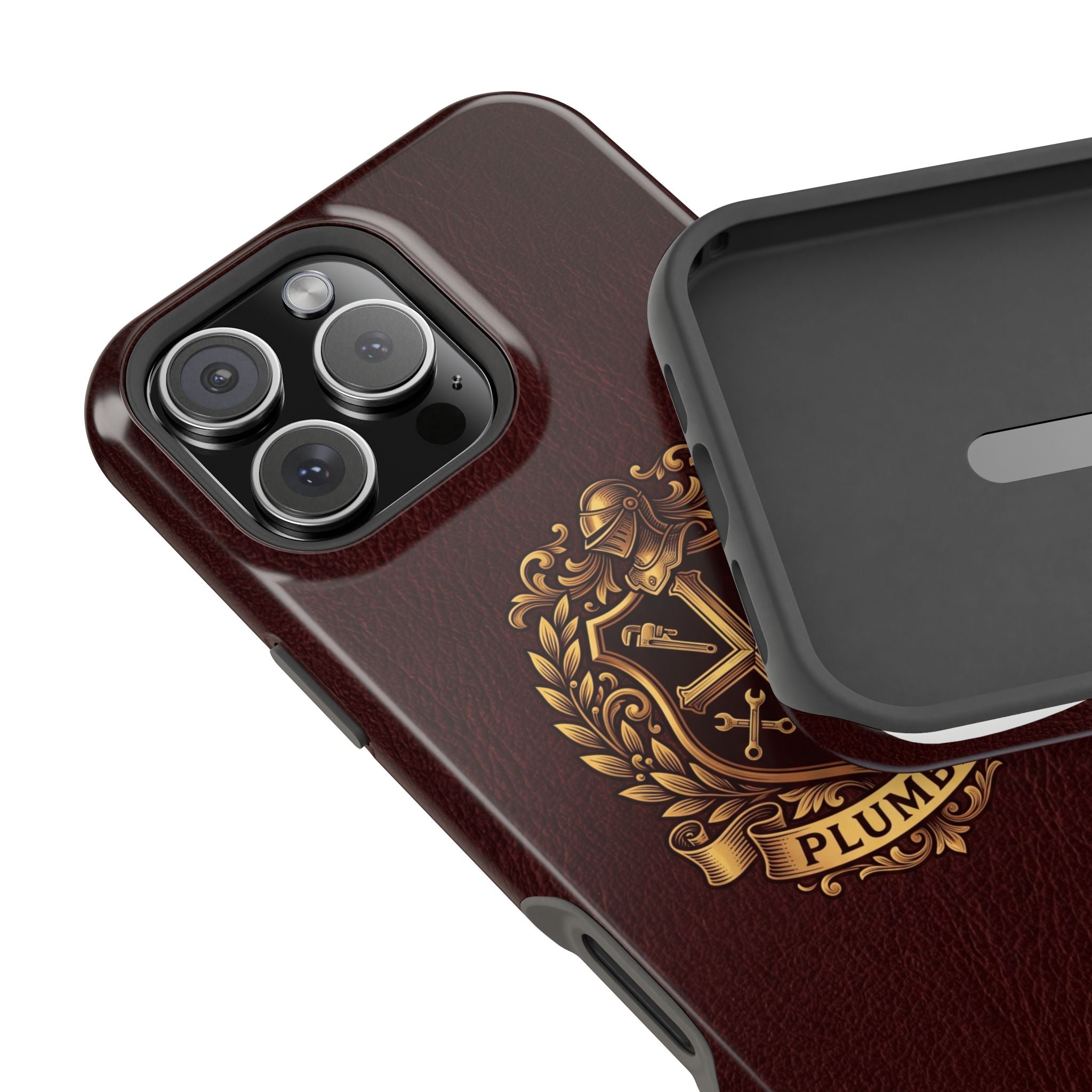 Plumber Crest Phone Case — Heraldic Shield Design Wireless Charging Cover