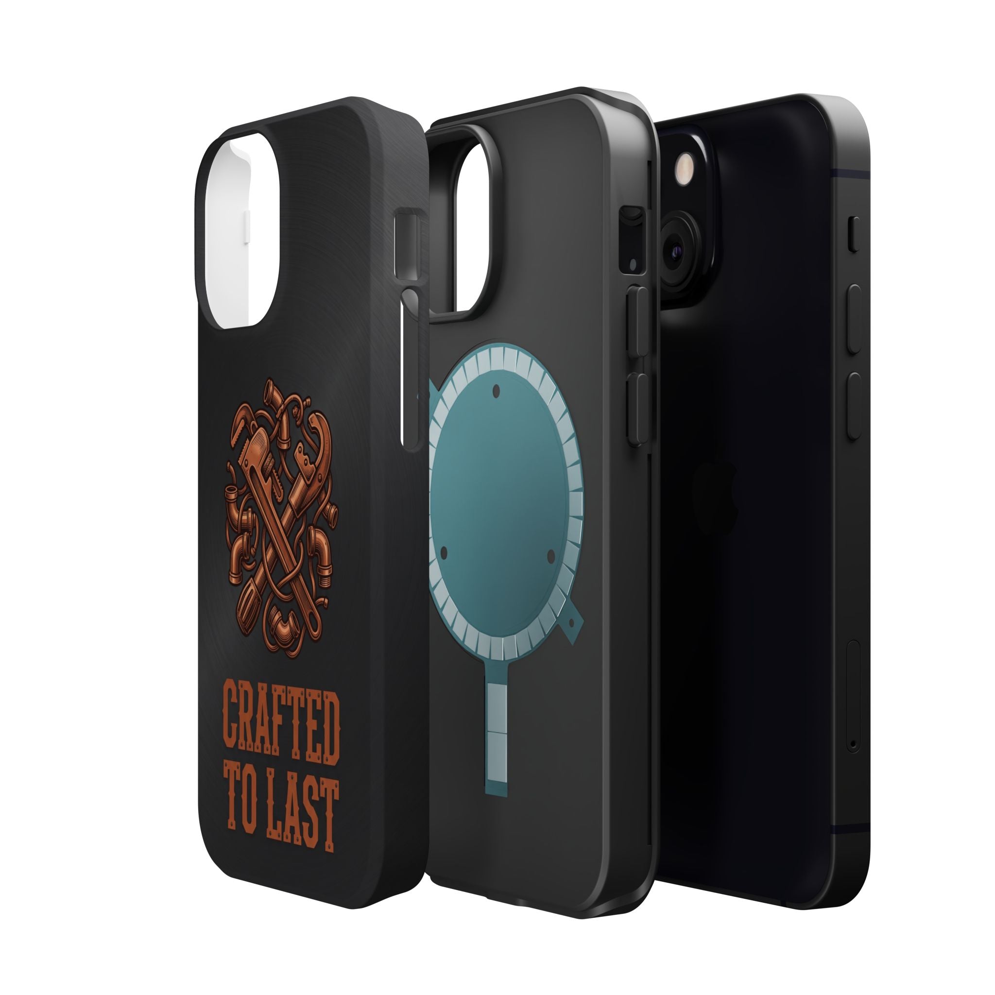 Crafted to Last Phone Case — Crossed Wrenches Wireless Charging Cover