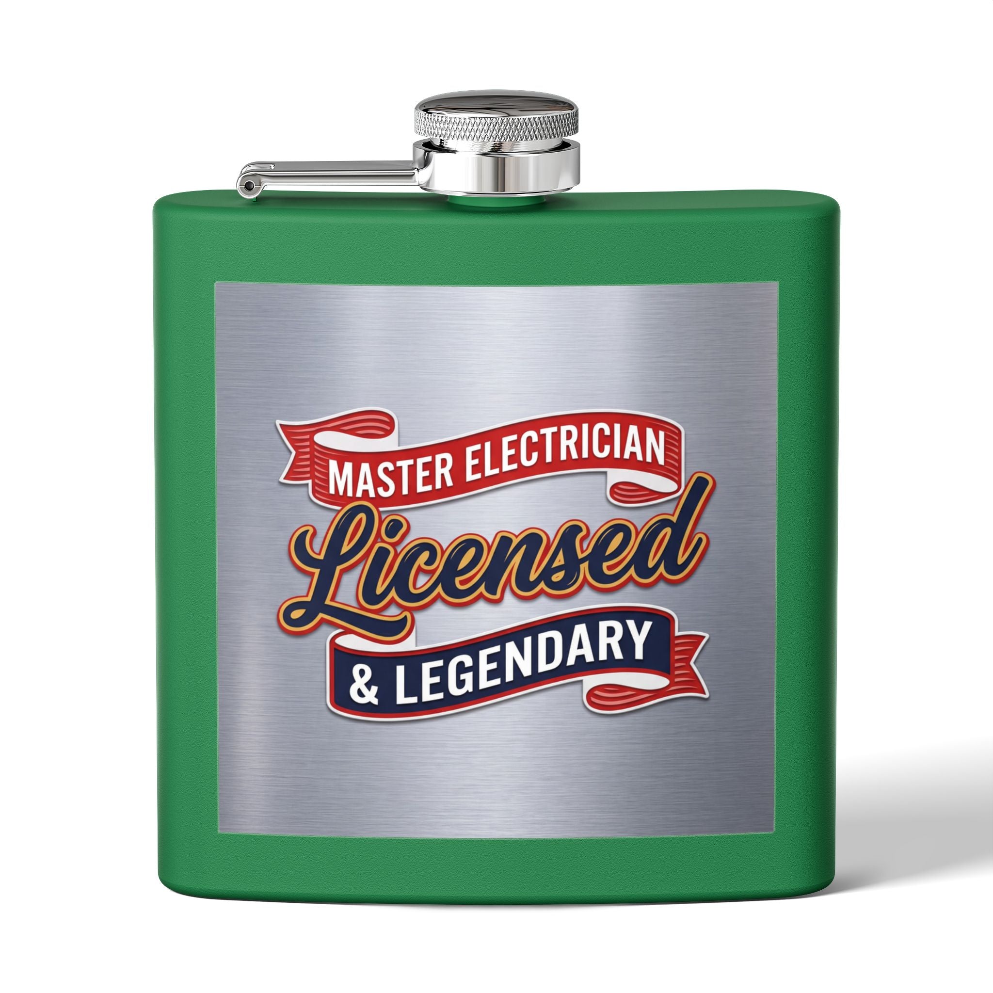 Flask — "Master Electrician: Licensed & Legendary" (Crest Edition) 6oz Stainless Steel Hip Flask