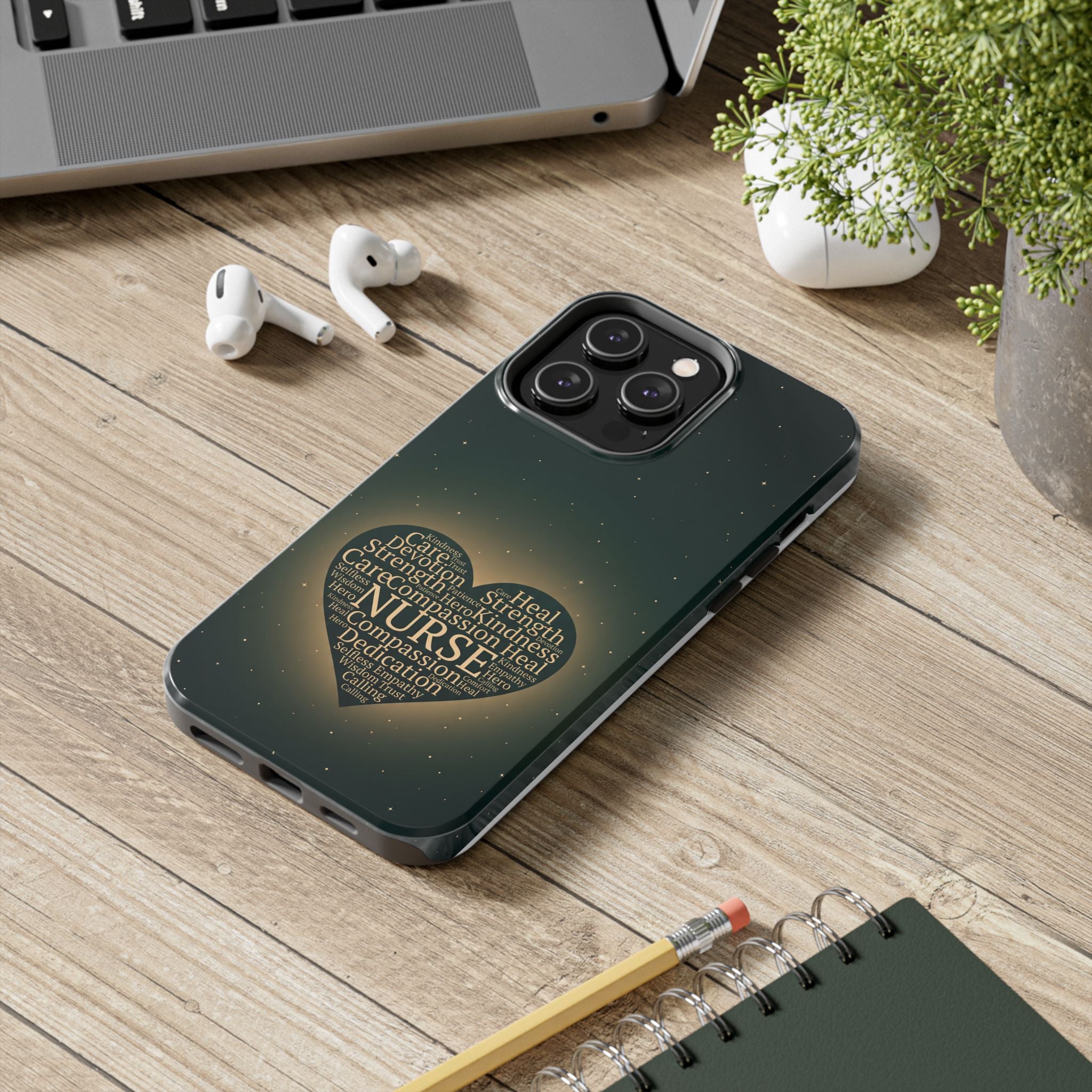 Nurse Heart Tough Phone Case — Inspirational Word Cloud Tribute - iphone and Samsung Galaxy series