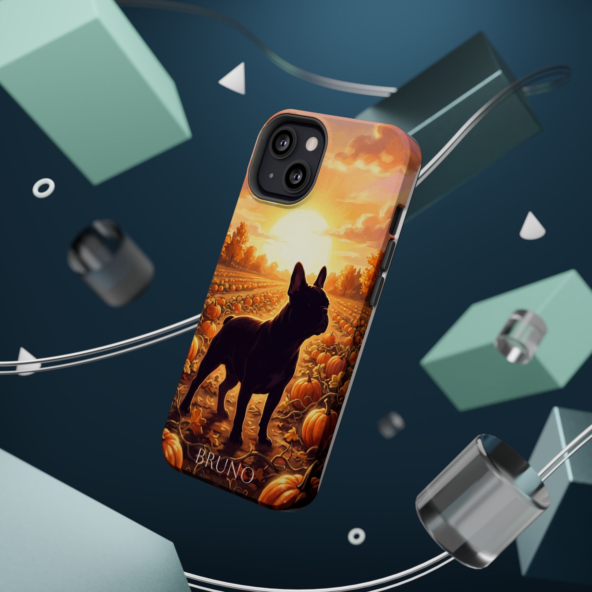 Personalized French Bulldog Pumpkin Patch Phone Case — Wireless Charging Cover