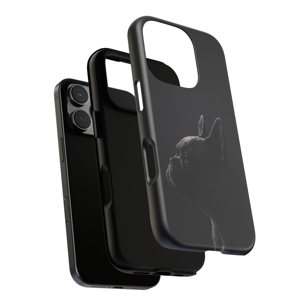 Silhouette French Bulldog Phone Case | Minimalist Black-on-Black Frenchie Profile | iPhone & Samsung