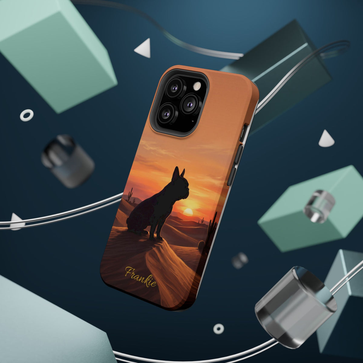 Personalized French Bulldog Desert Sunset Phone Case — Wireless Charging Cover