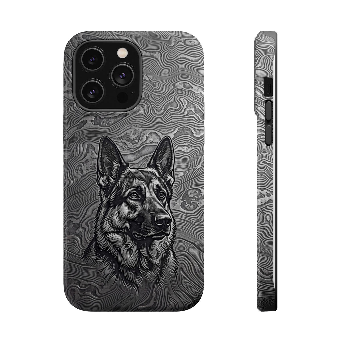 German Shepherd Phone Case | Damascus Art — Tough Magnetic Case with Wireless Charging