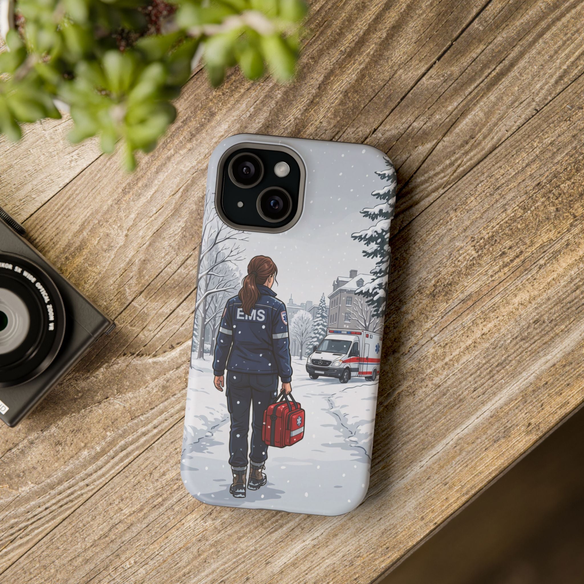 Paramedic/EMT Winter Phone Case — Magnetic Wireless Charging Cover