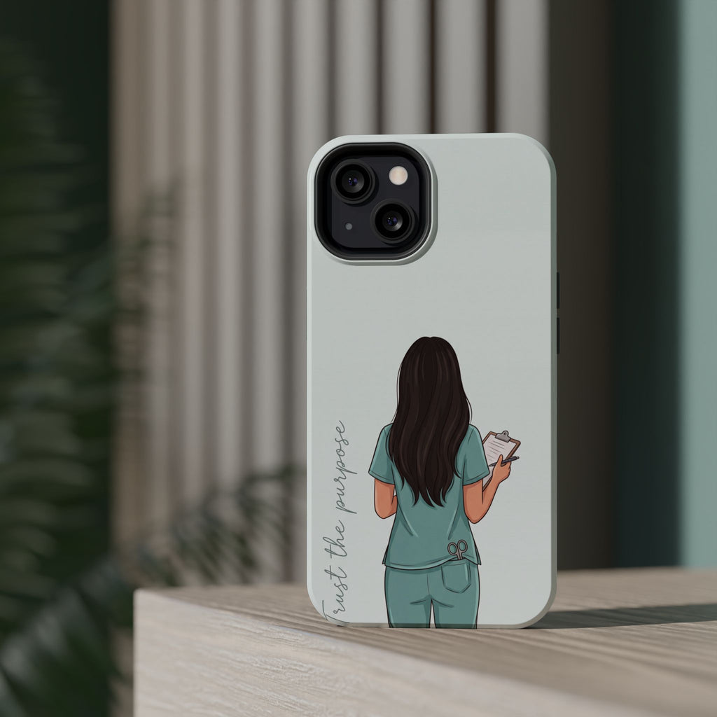 Nurse Illustration Phone Case — Impact-Resistant Wireless Charging Cover