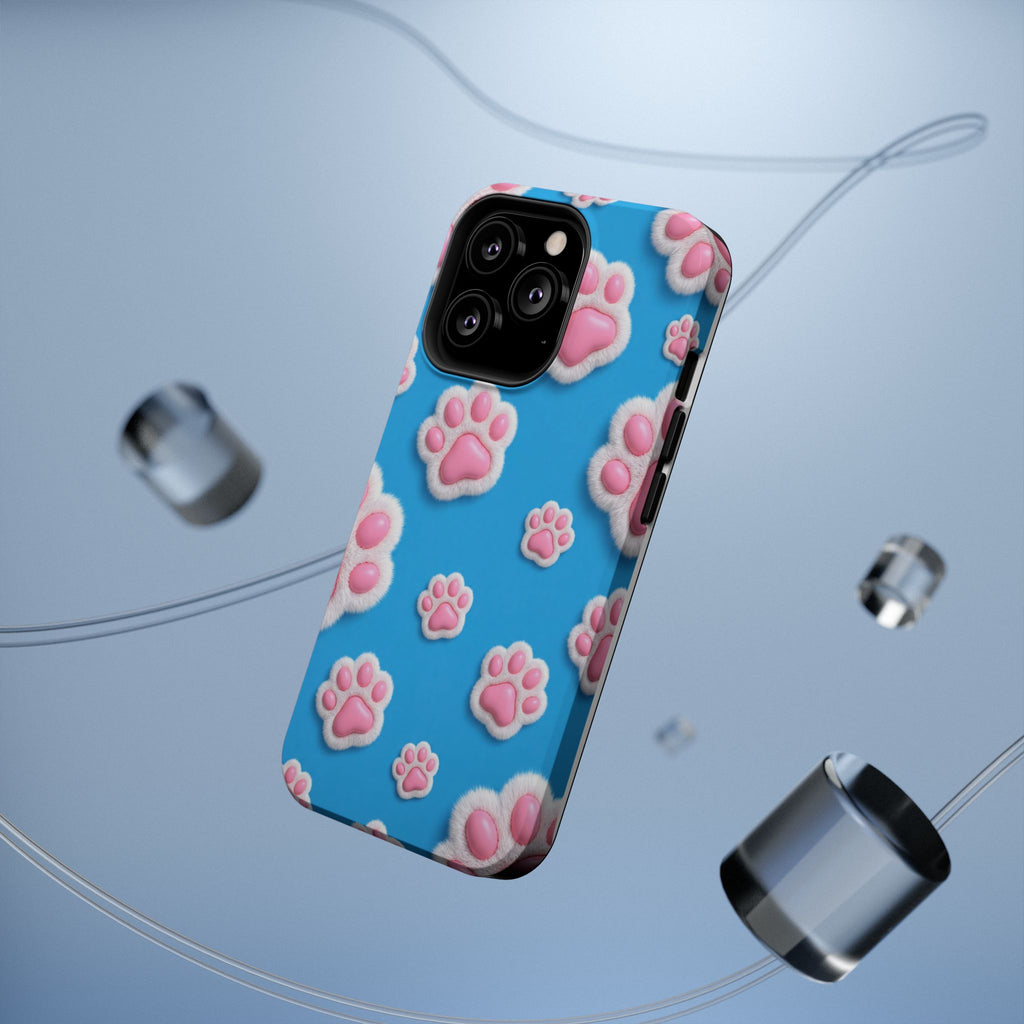 Fluffy Paw Print Phone Case | Cute 3D Pink Paw Pattern Case for Dog & Cat Lovers | iPhone & Samsung