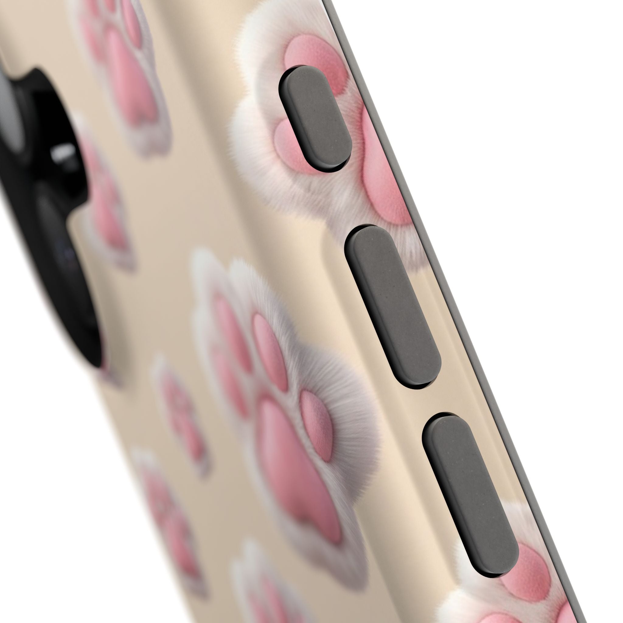 Pink Paw Print Phone Case — Impact-Resistant Wireless Charging Cover