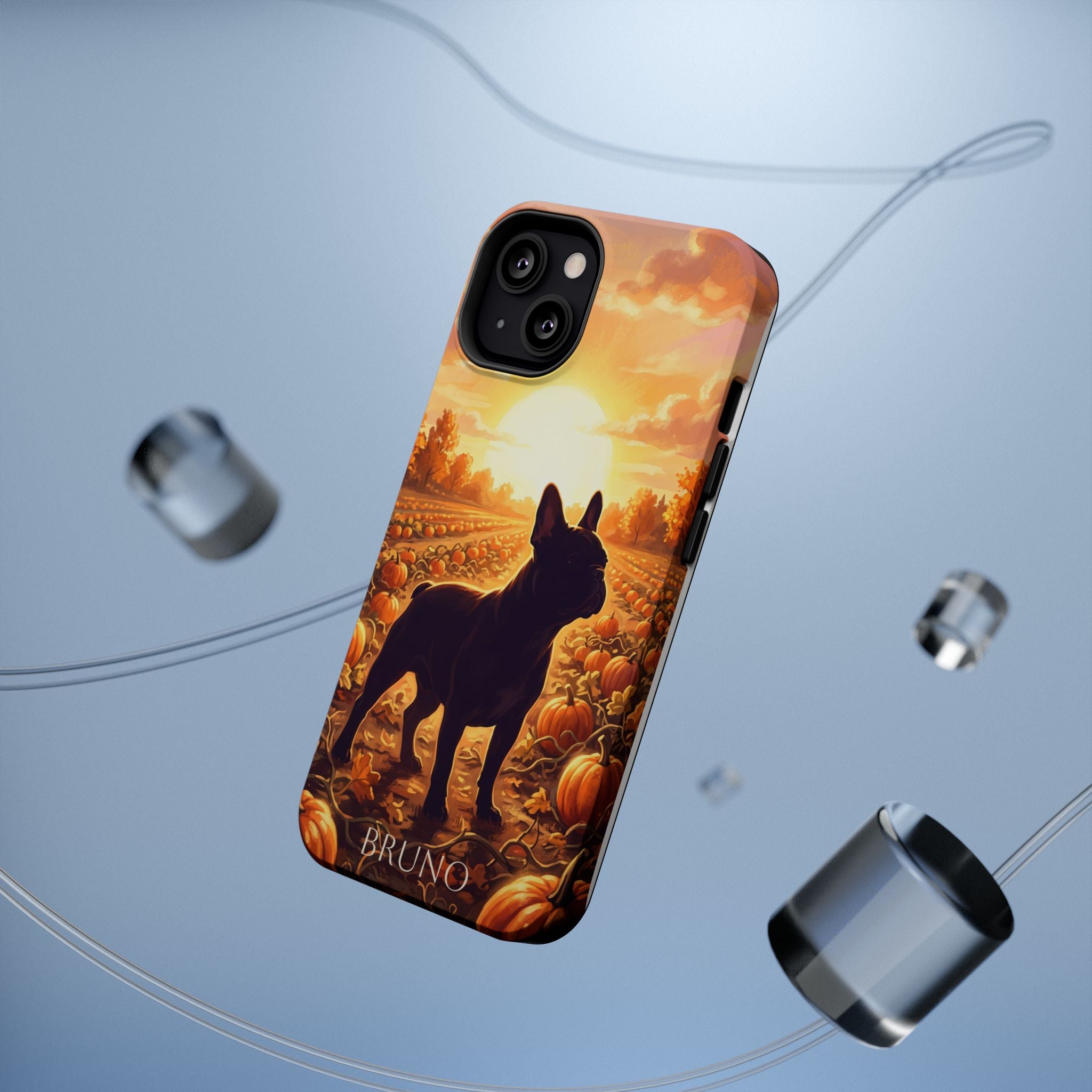 Personalized French Bulldog Pumpkin Patch Phone Case — Wireless Charging Cover