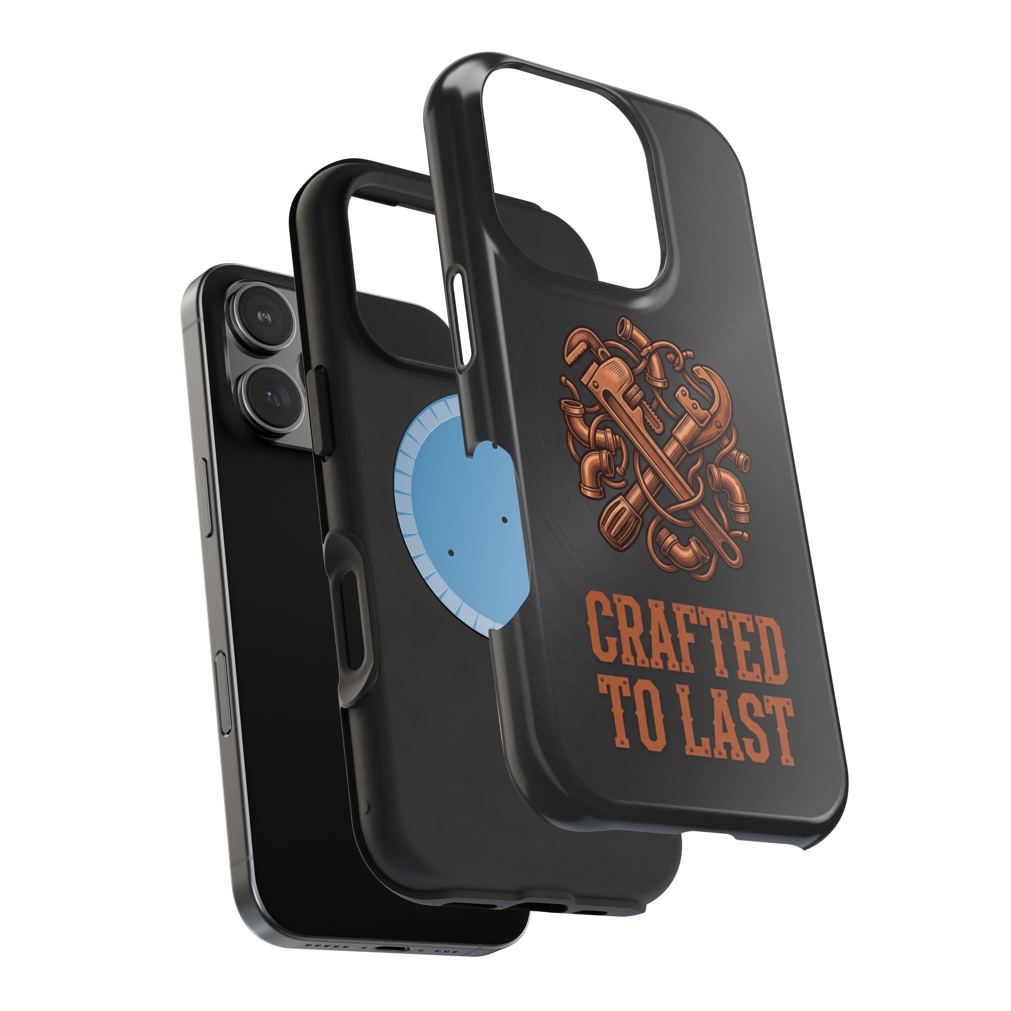 Crafted to Last Phone Case — Crossed Wrenches Wireless Charging Cover