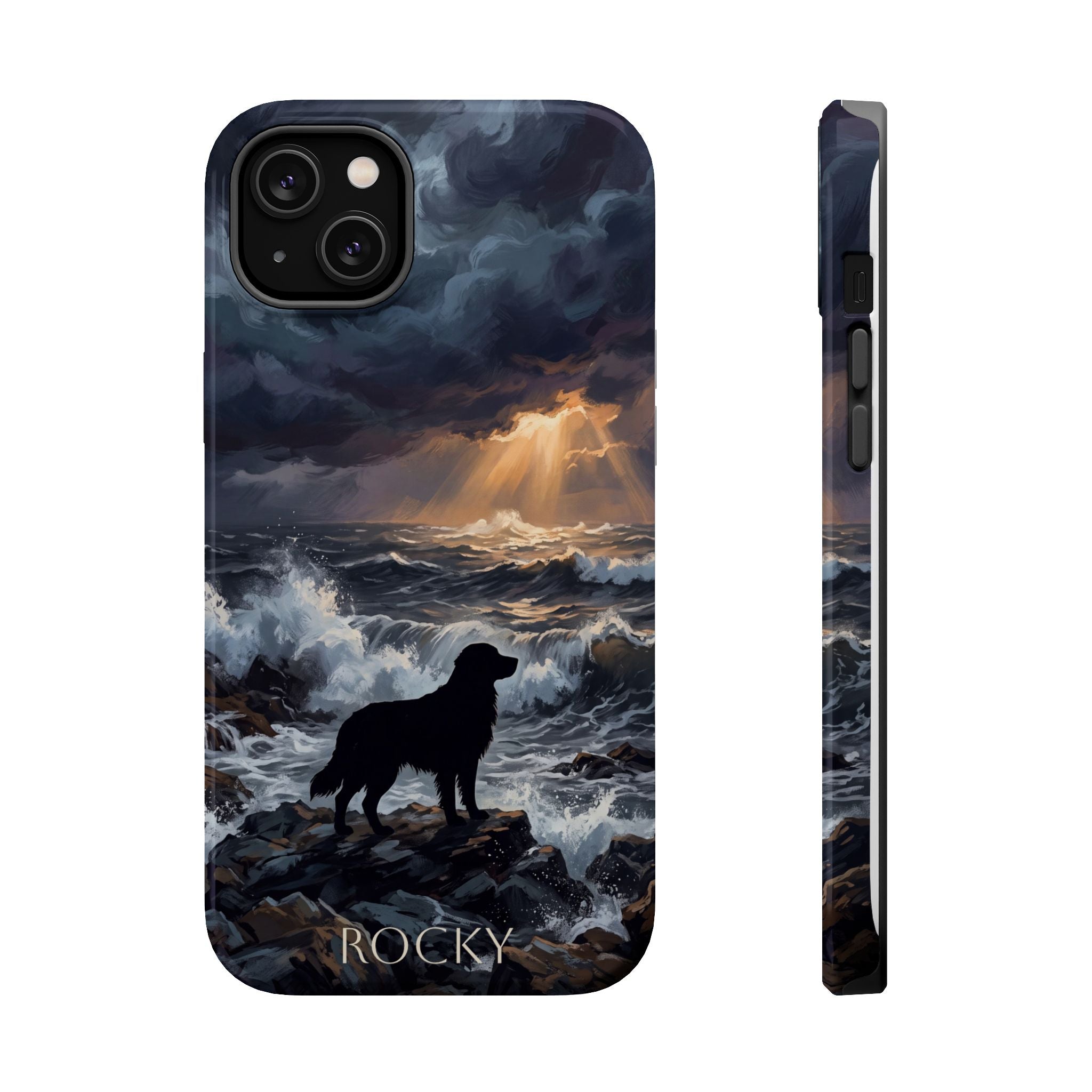 Personalized Golden Retriever Stormy Sea Phone Case — Wireless Charging Cover