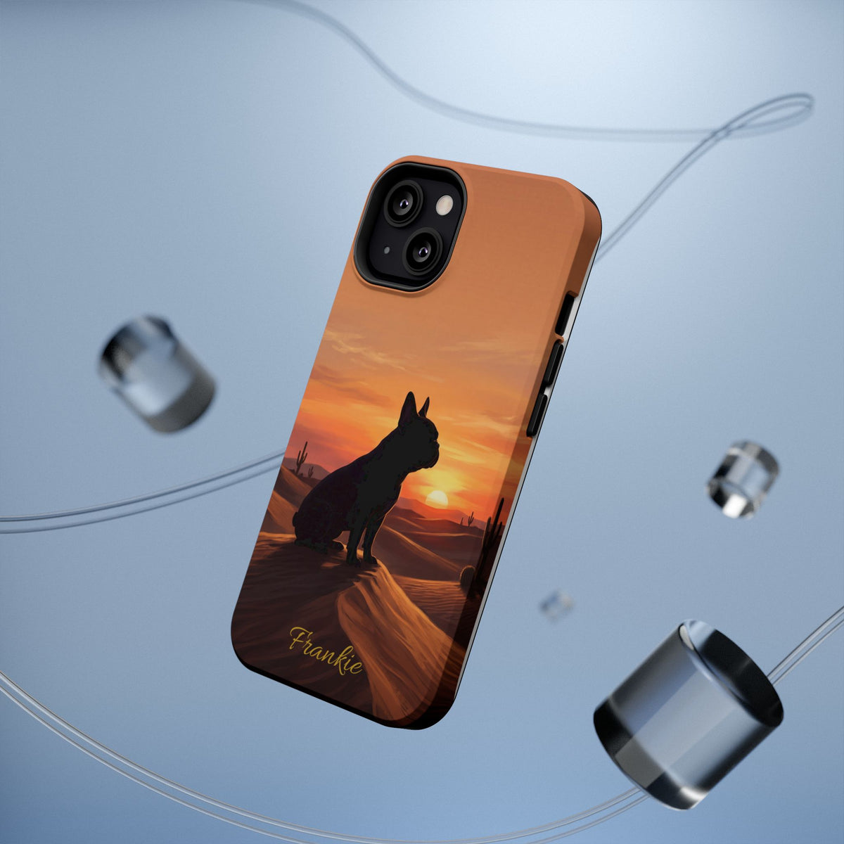 Personalized French Bulldog Desert Sunset Phone Case — Wireless Charging Cover